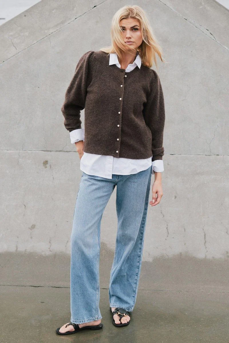 Nuna Knit Cardigan | Brown Melange | Cardigan fra Neo Noir - Image 4