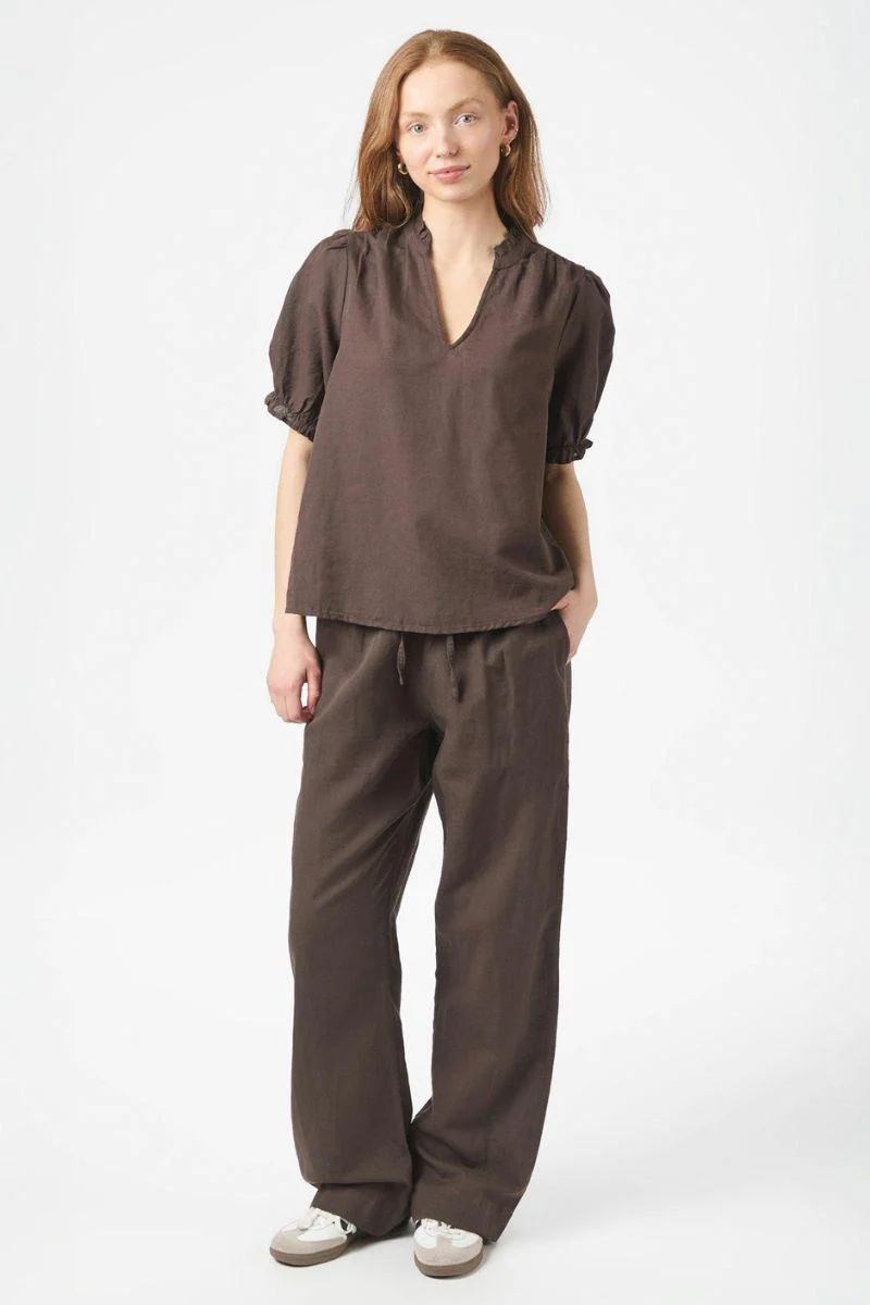 Odesa Linen Blouse | Dark Brown | Bluse fra Neo Noir - Image 5