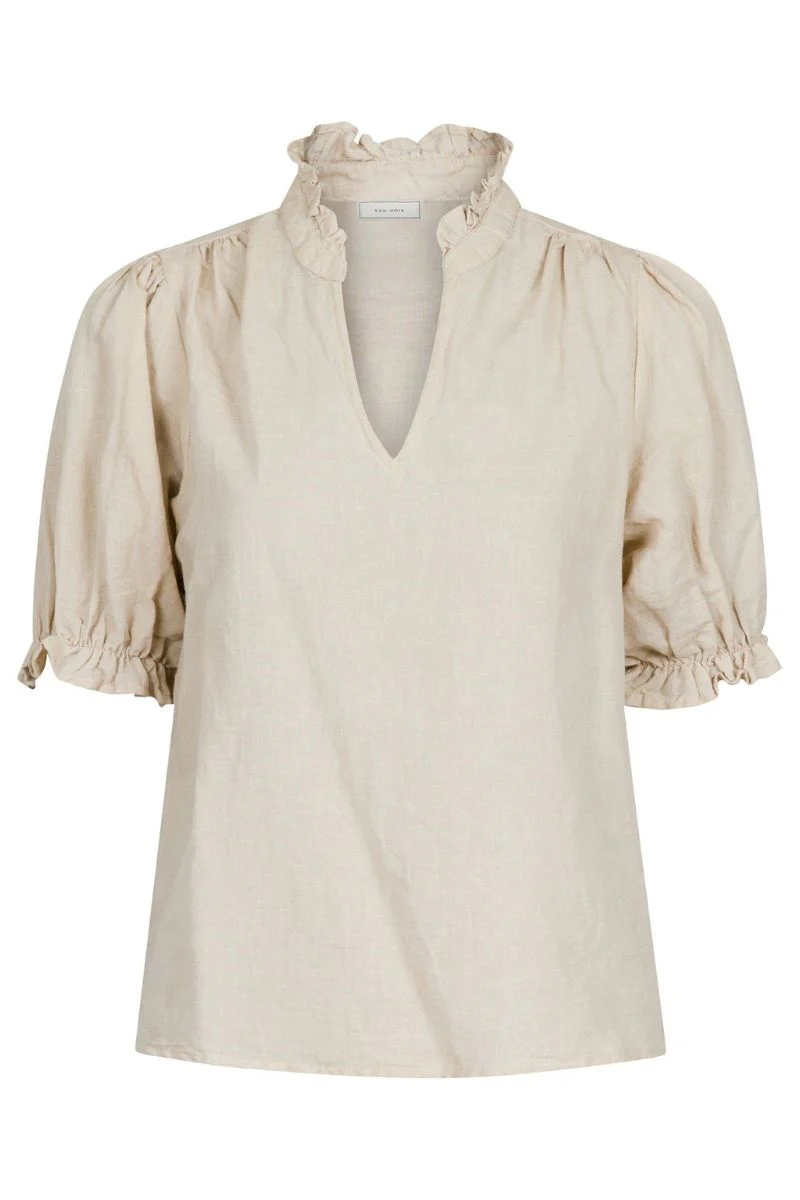 Odesa Linen Blouse | Sand | Bluse fra Neo Noir - Image 2