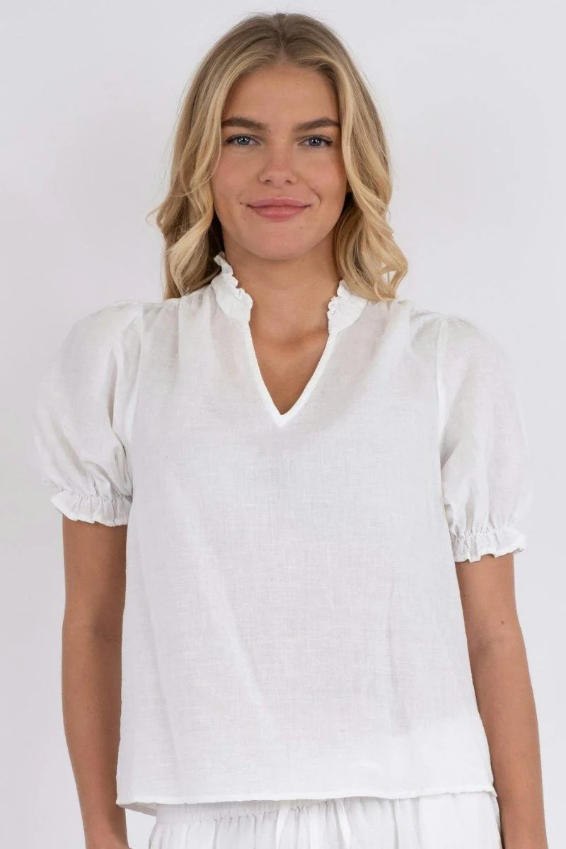 Odesa Linen Blouse | White | Bluse fra Neo Noir - Image 2