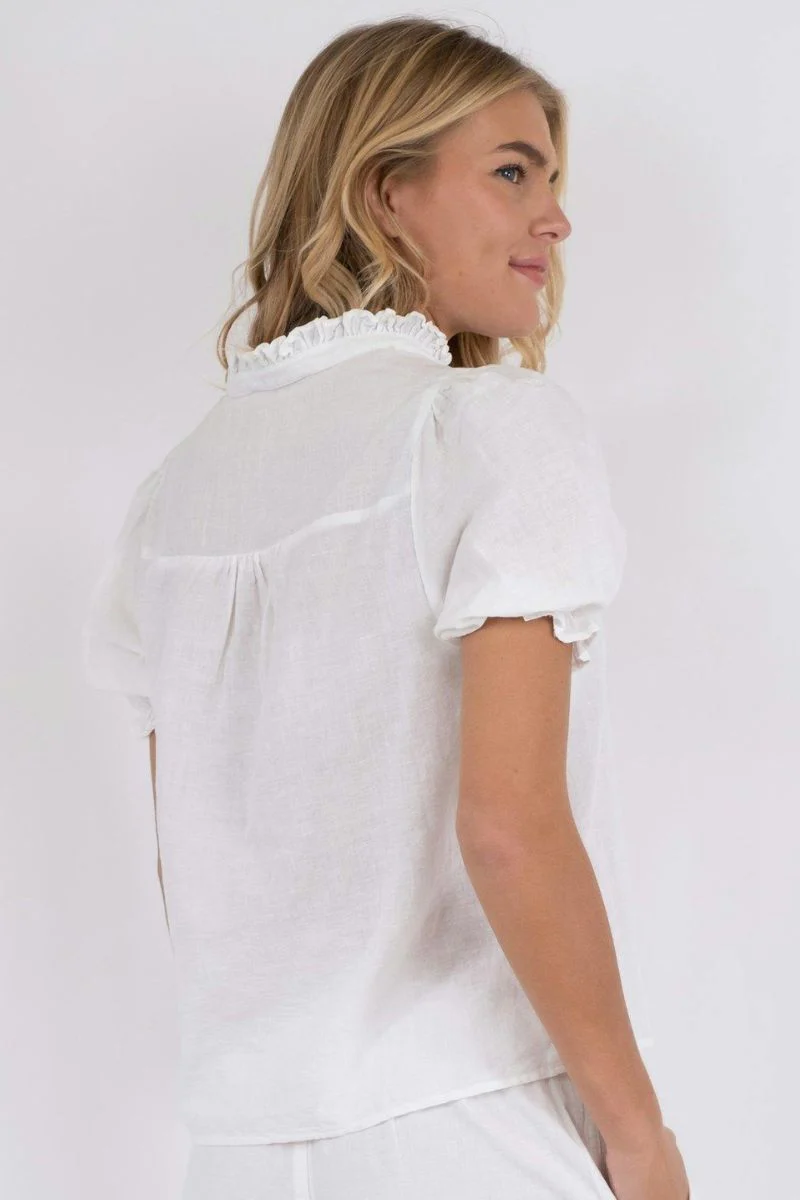 Odesa Linen Blouse | White | Bluse fra Neo Noir - Image 3