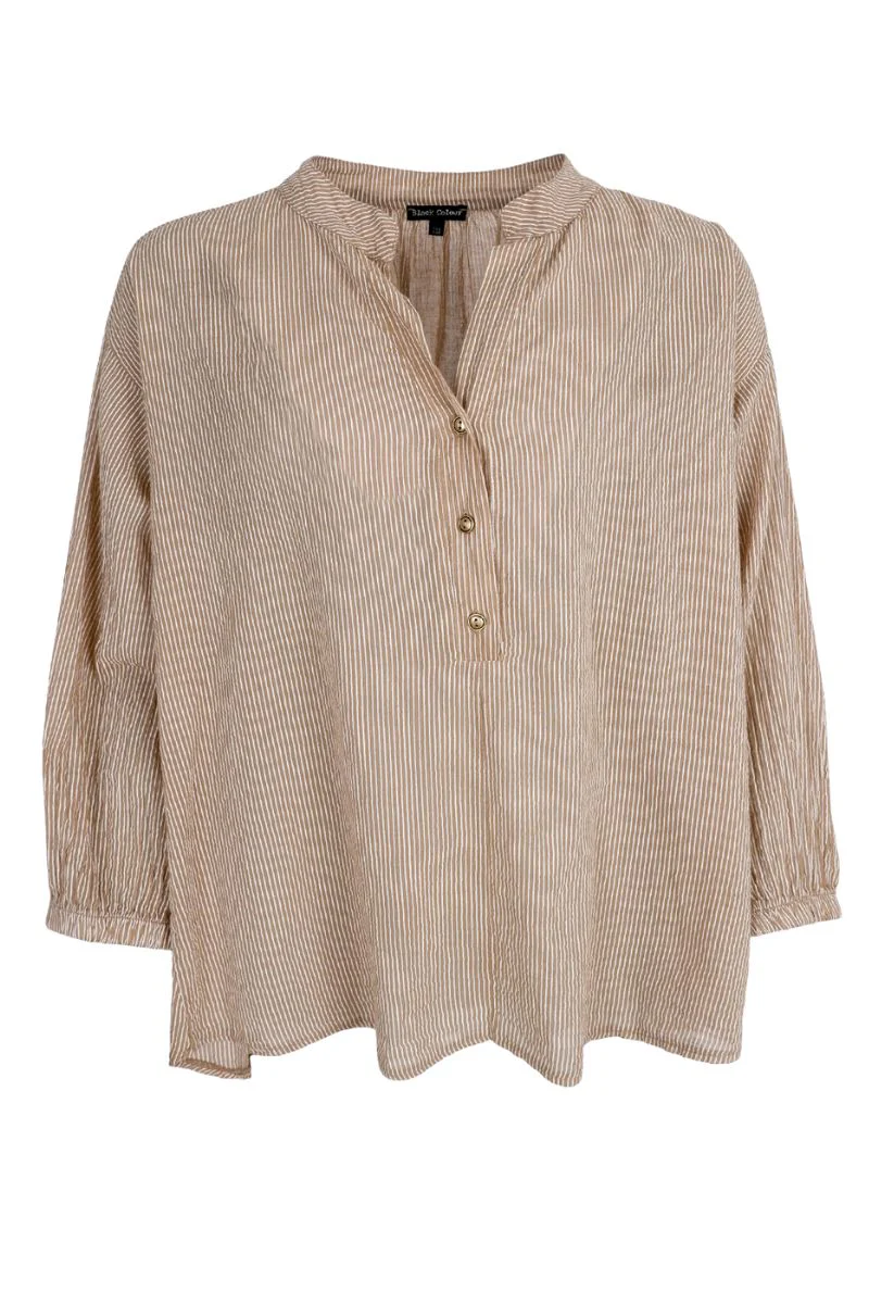 Olga Striped Blouse | Latte | Skjorte fra Black Colour - Image 2