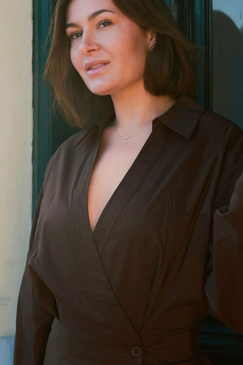 Ottana Poplin Dress | Chocolate Brown | Kjole fra Neo Noir - Image 3