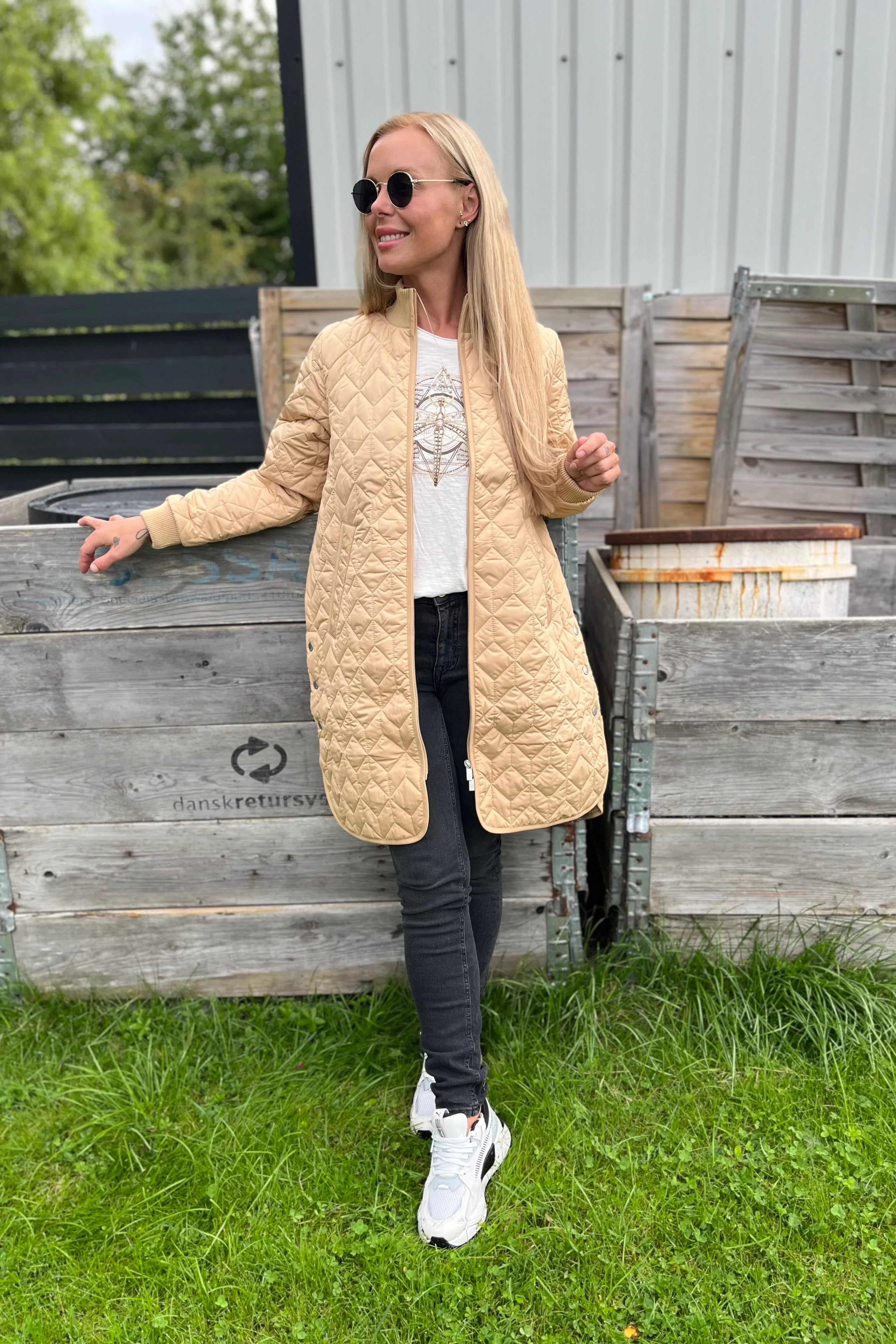 Padded Quilt Coat Art06 | Beige | Termojakke fra Ilse Jacobsen - Image 8