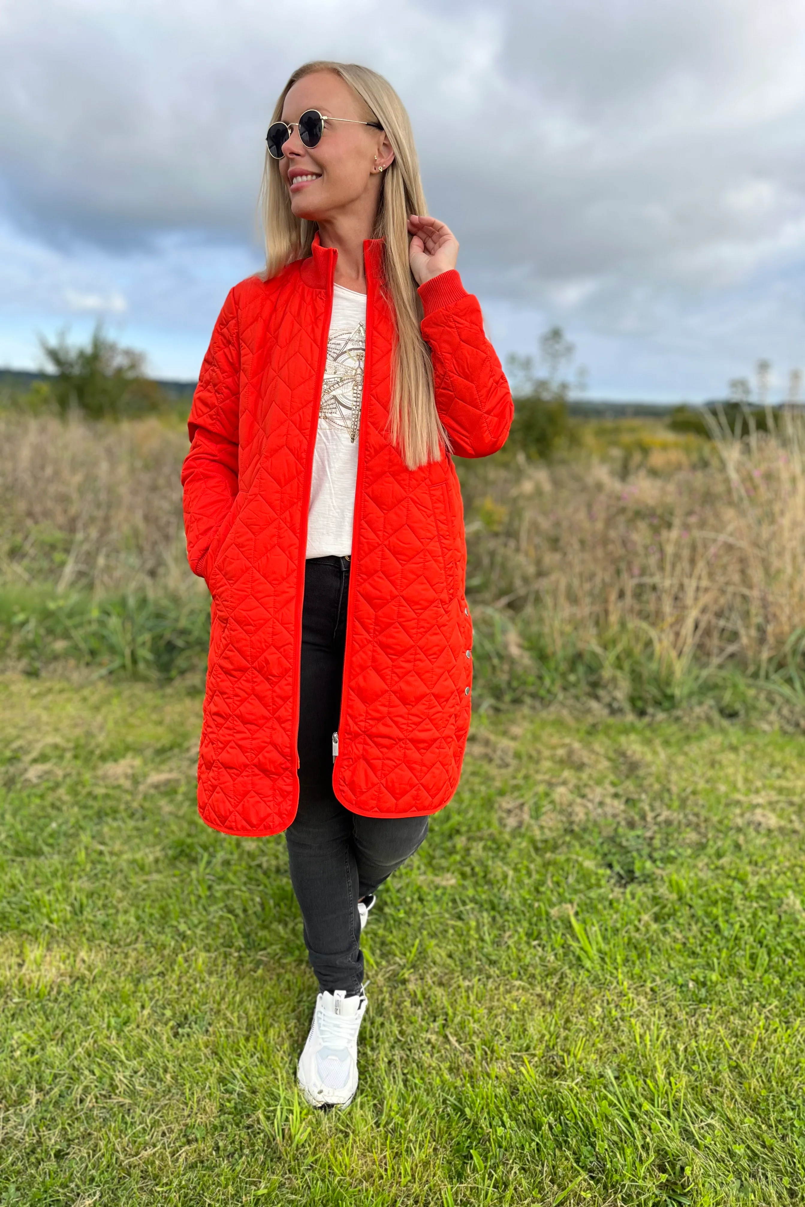 Padded Quilt Coat Art06 | Warm Orange | Termojakke fra Ilse Jacobsen - Image 2
