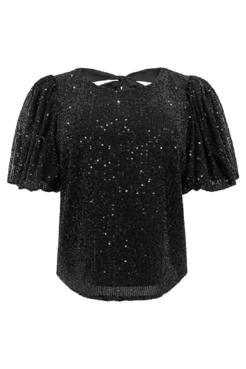 Paige Ss Blouse | Black Sequins | Bluse fra Liberté - Image 4