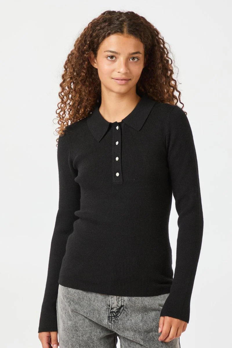 Panama Knit Blouse | Black | Bluse fra Neo Noir - Image 5
