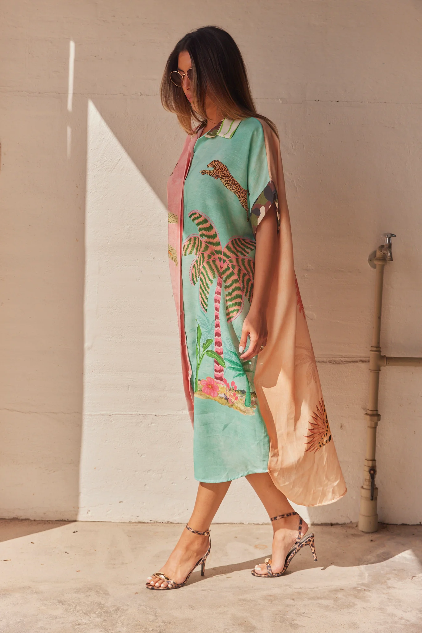 Pastel Palms Shirt Dress | Kjole fra Atelier C - Image 5