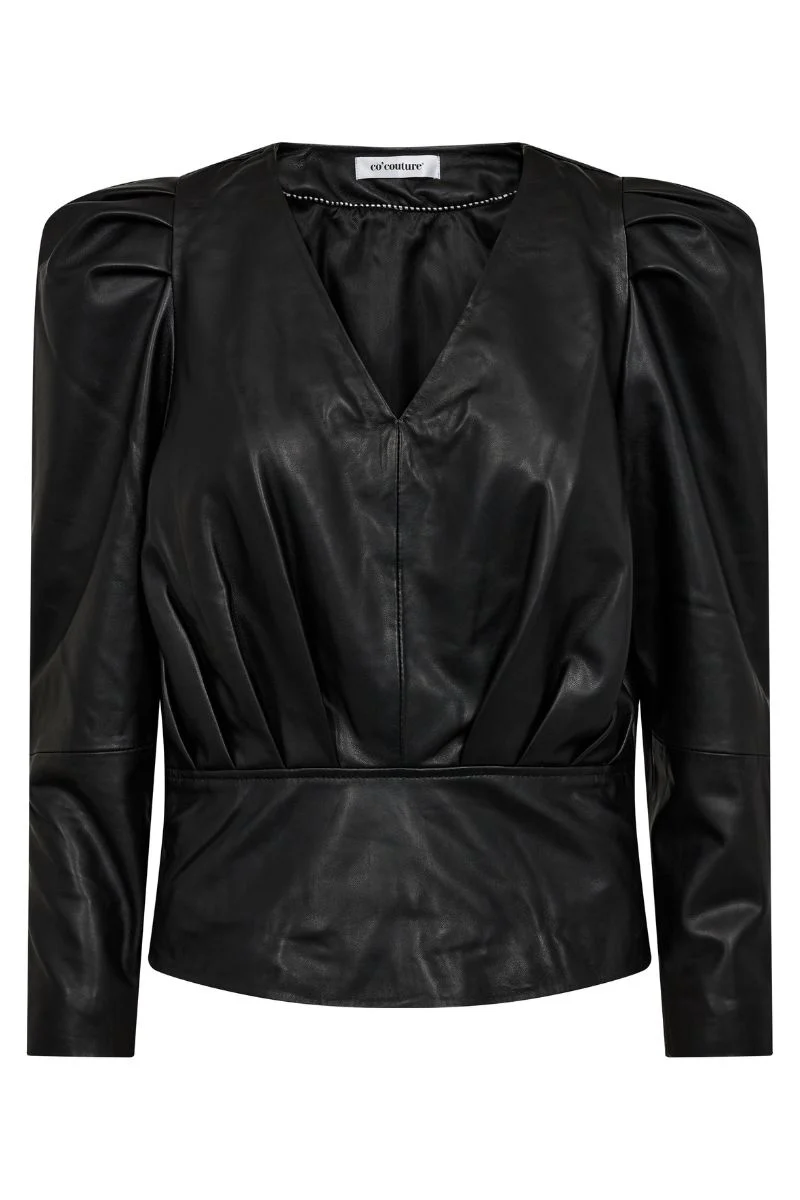 Phoebe Drape Puff Blouse | Black | Skjorte fra Co'couture - Image 2