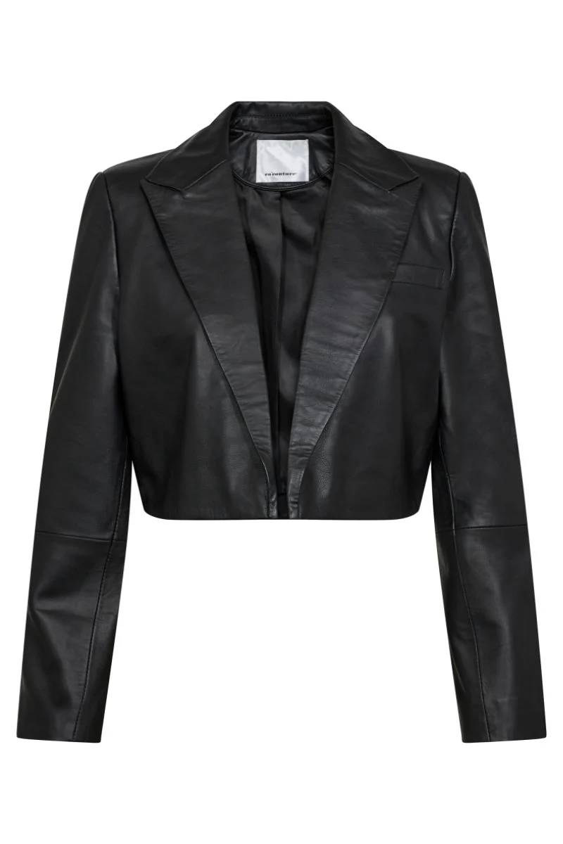 Phoebe Leather Crop Blazer | Black | Blazer fra Co'couture - Image 2