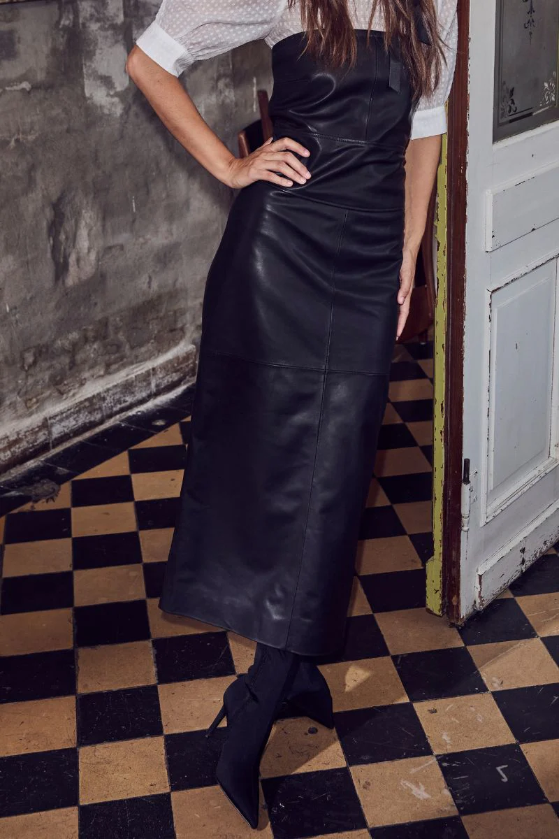 Phoebe leather Tube Dress 36403 | Black | Kjole fra Co'couture - Image 3