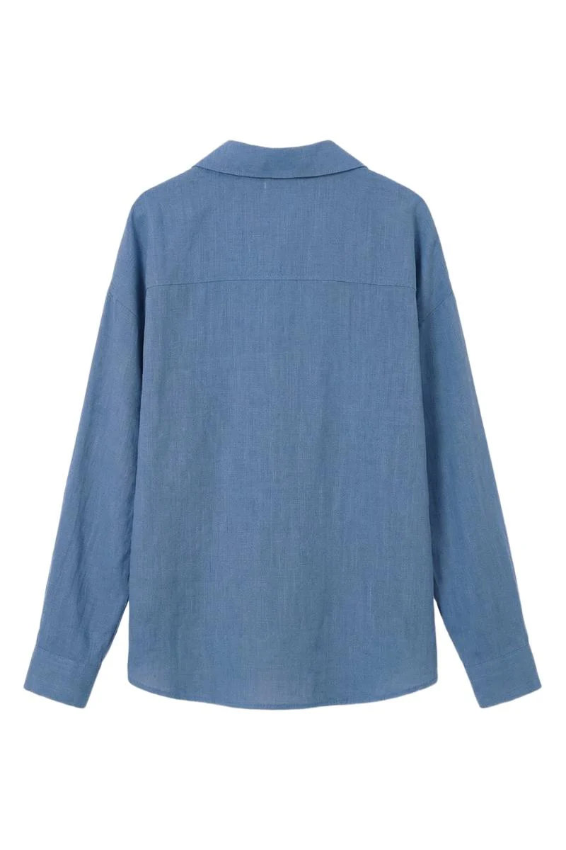 Plain Linen Shirt | Blue | Skjorte fra Atelier C - Image 2