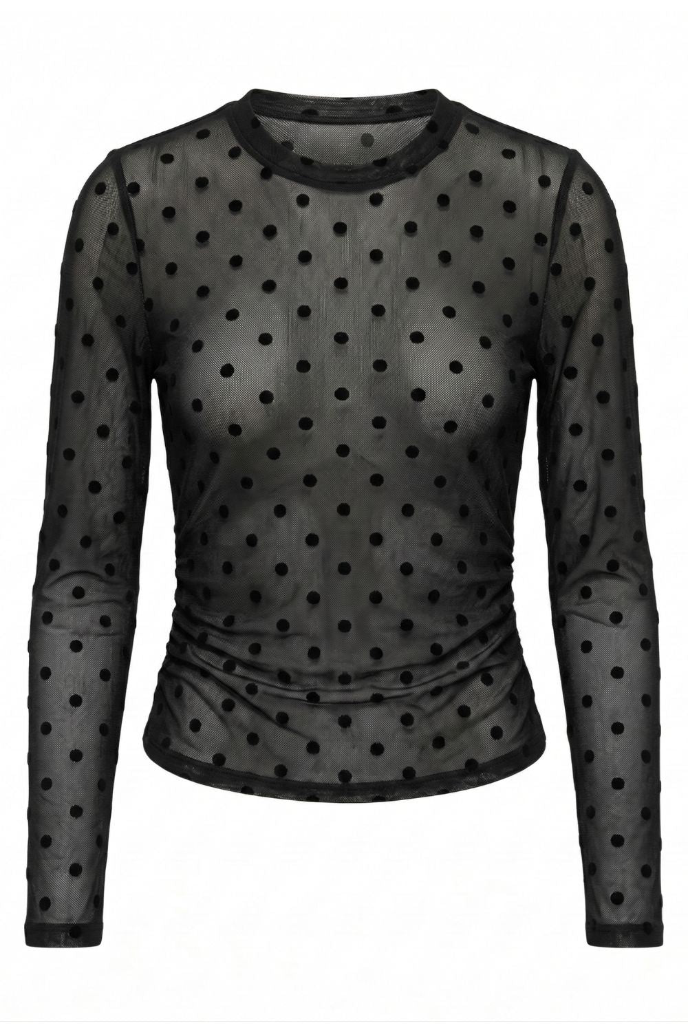 Polka Dot Mesh | Black | Tops fra Avery