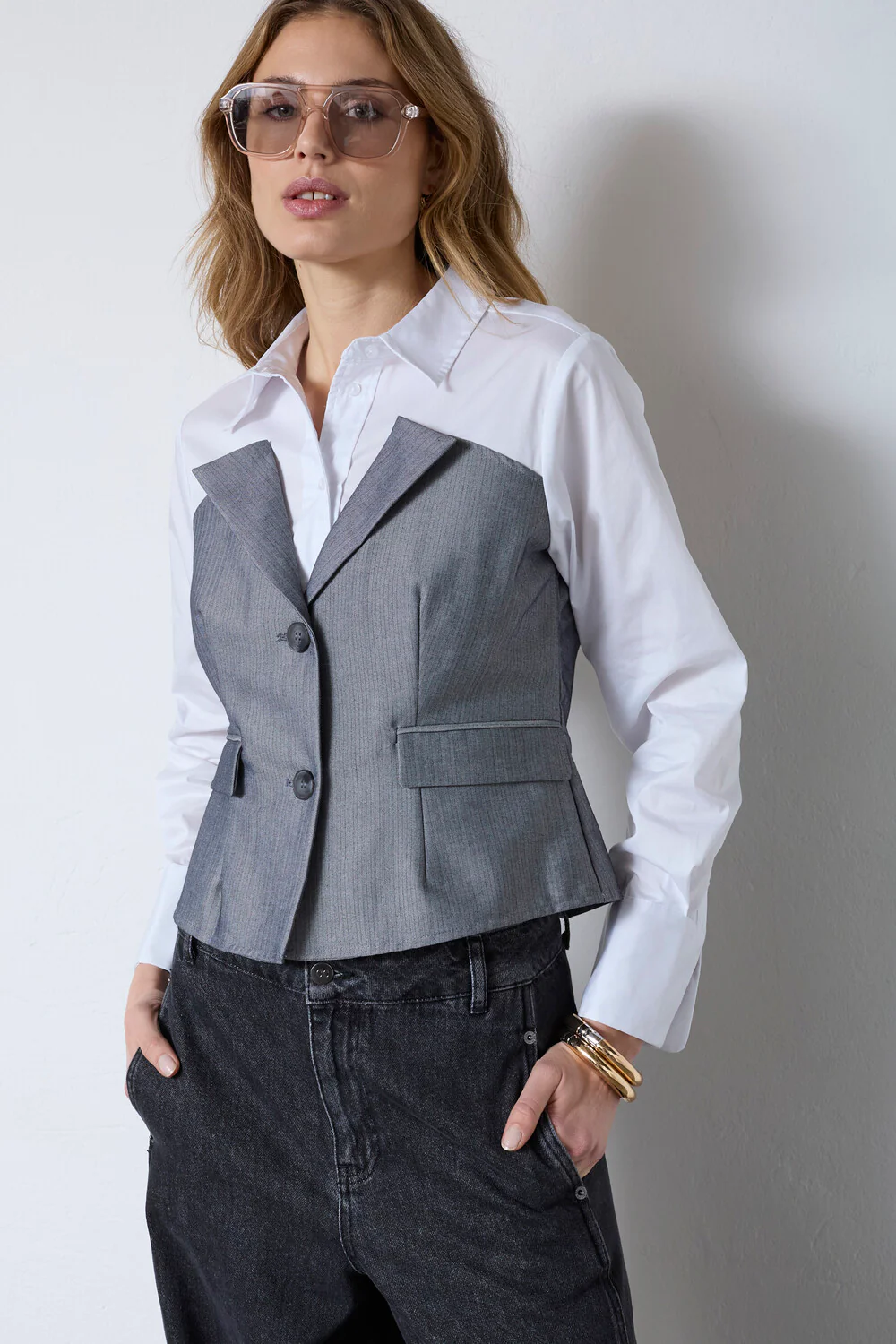 Polly Corsage Mix Shirt 45028 | White | Bluse fra Co'couture - Image 2