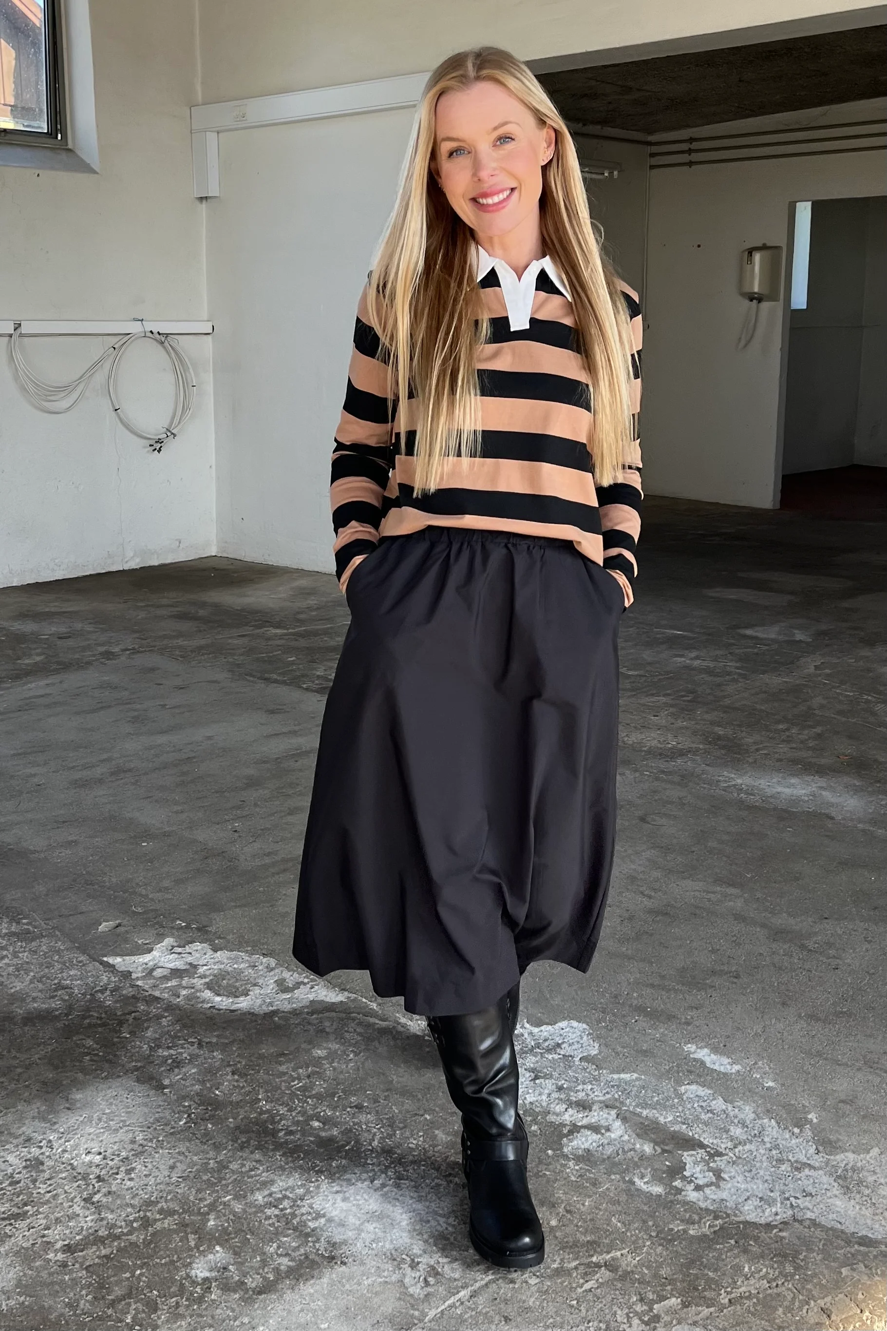 Polo Ls Shirt | Caramel Black Stripe | Bluse fra Liberté - Image 3