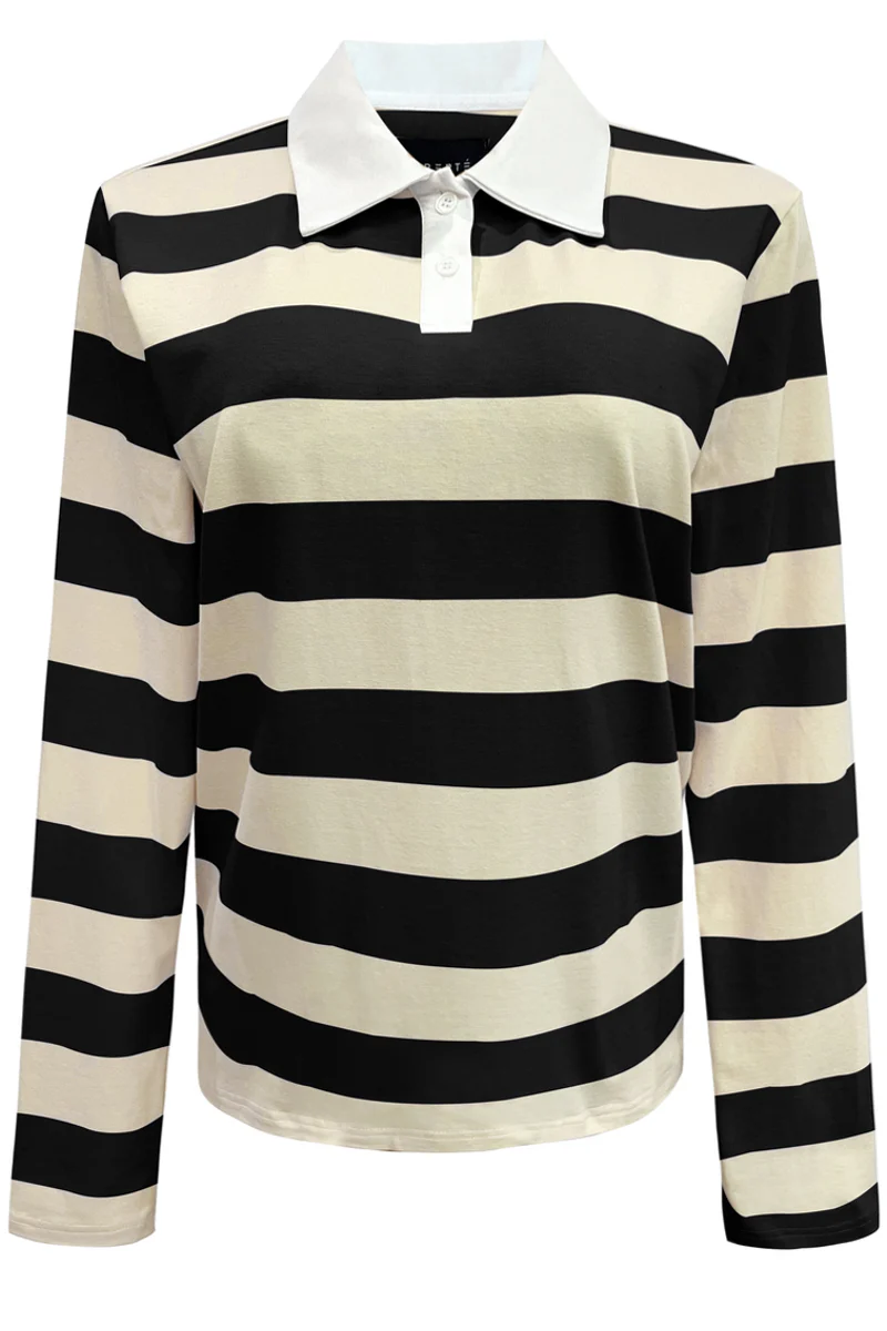 Polo Ls Shirt | Creamy Black Stripe | Bluse fra Liberté - Image 3