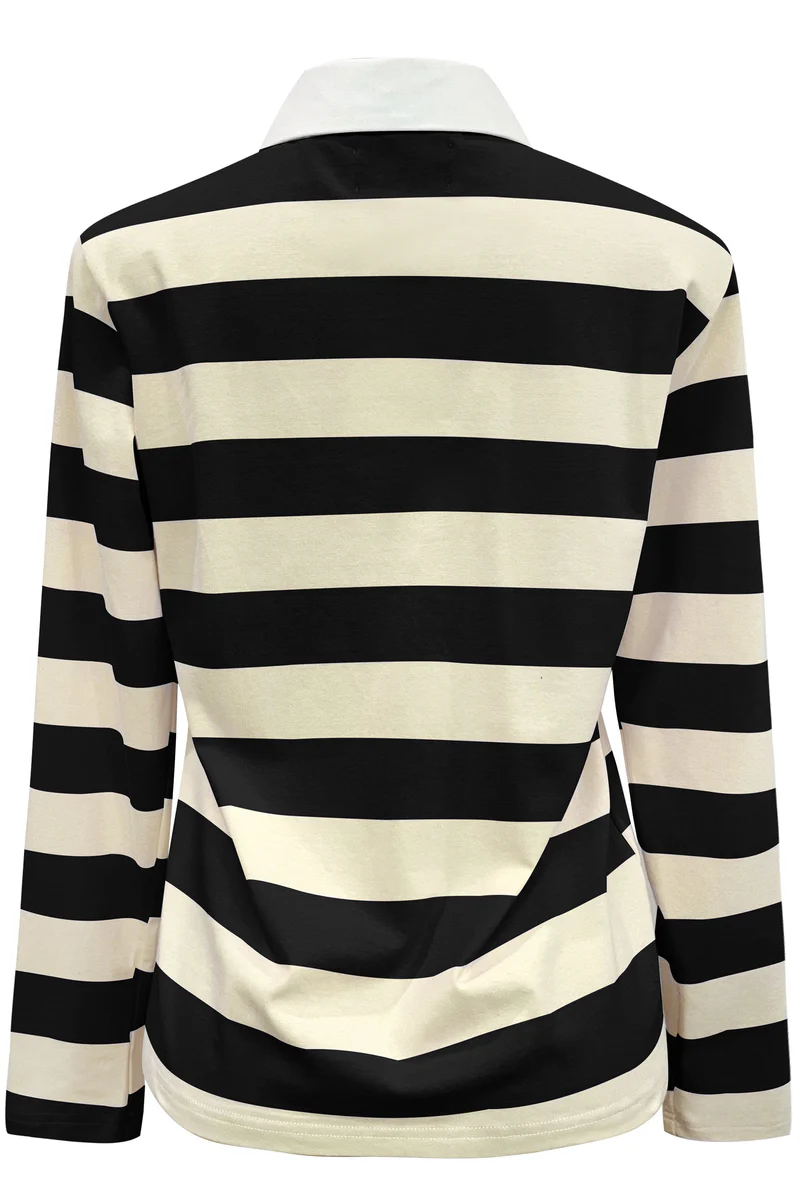 Polo Ls Shirt | Creamy Black Stripe | Bluse fra Liberté - Image 4