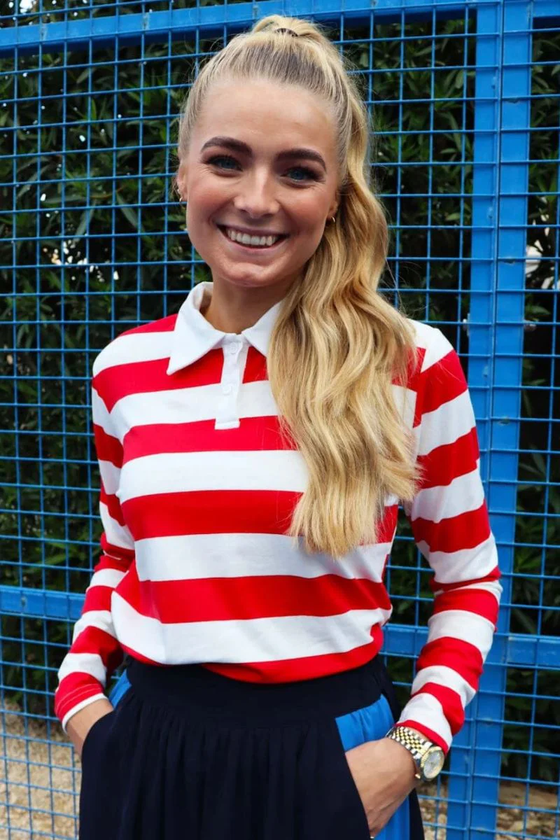 Polo Ls Shirt | Red White Stripe |  fra Liberté - Image 2