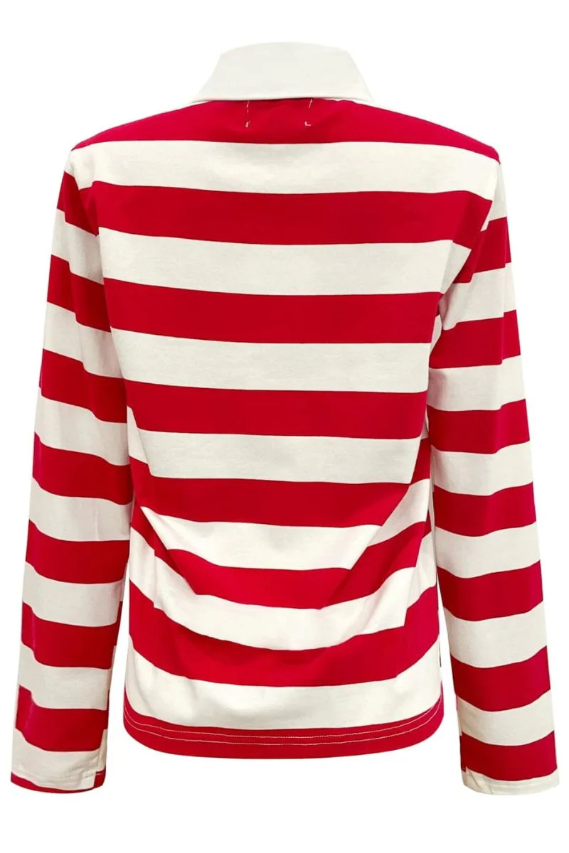 Polo Ls Shirt | Red White Stripe |  fra Liberté - Image 3