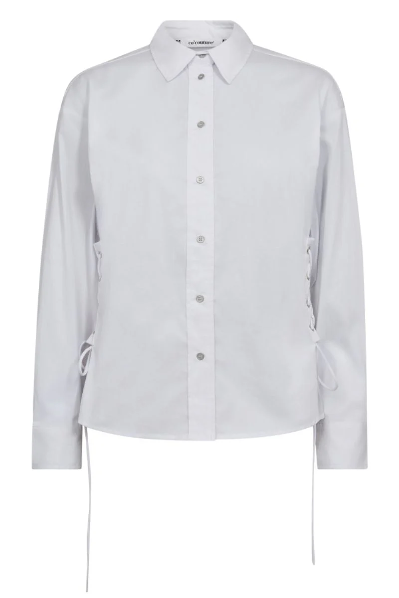 Poppy Eyelet Tie Shirt 35180 | White | Bluse fra Co'couture - Image 2
