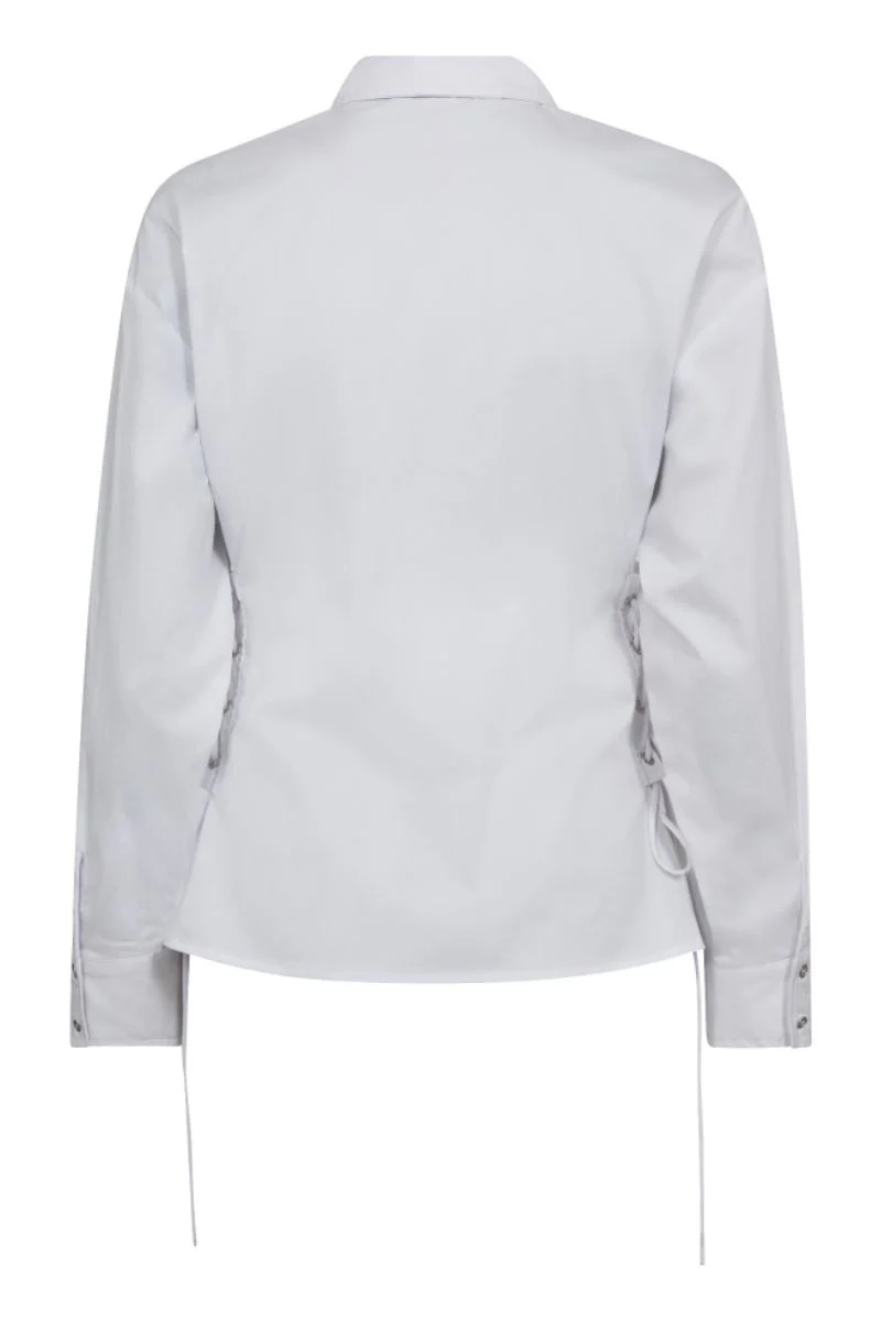 Poppy Eyelet Tie Shirt 35180 | White | Bluse fra Co'couture - Image 4