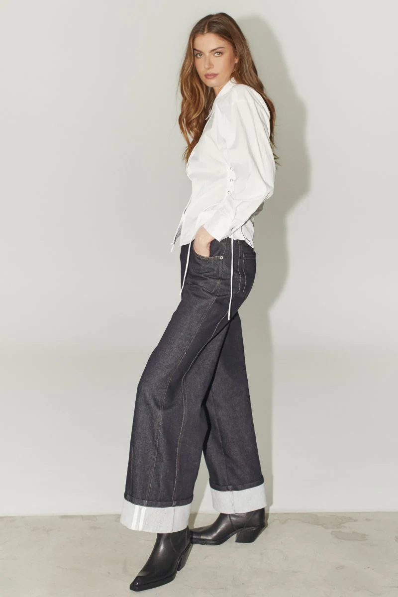 Poppy Eyelet Tie Shirt 35180 | White | Bluse fra Co'couture - Image 6
