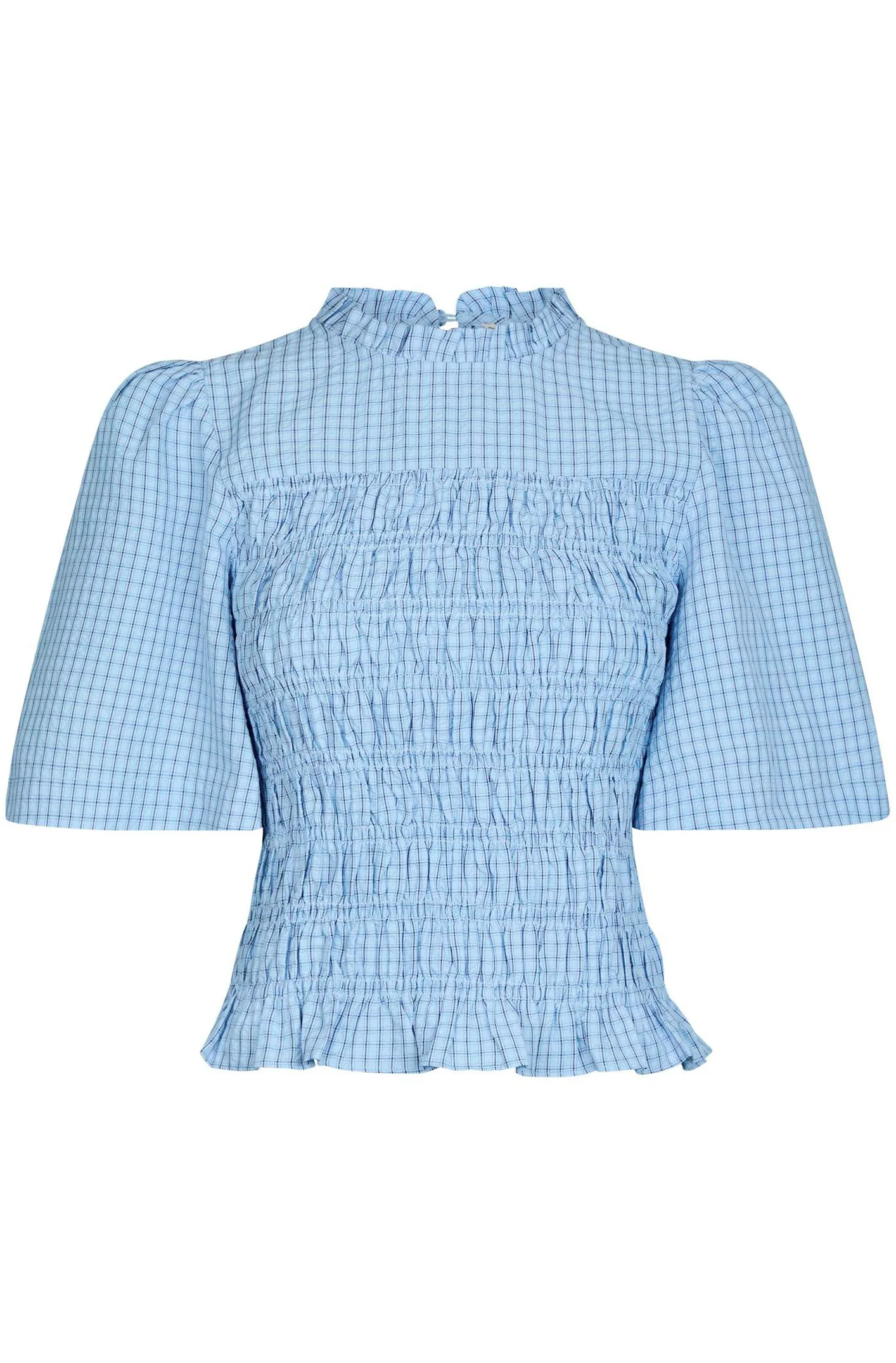 Possini Check Smock Blouse | Light Blue | Bluse fra Neo Noir - Image 2