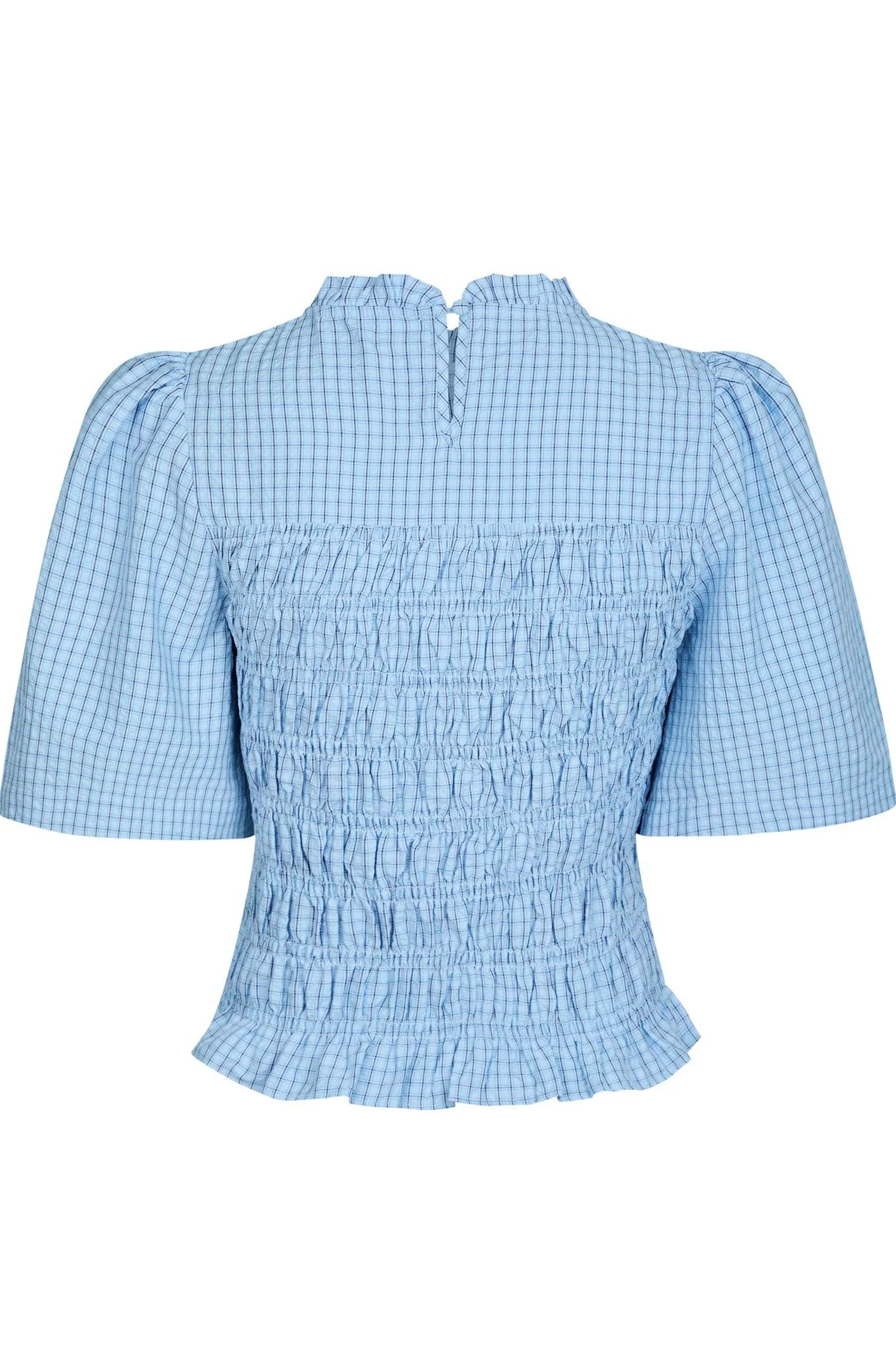 Possini Check Smock Blouse | Light Blue | Bluse fra Neo Noir - Image 4