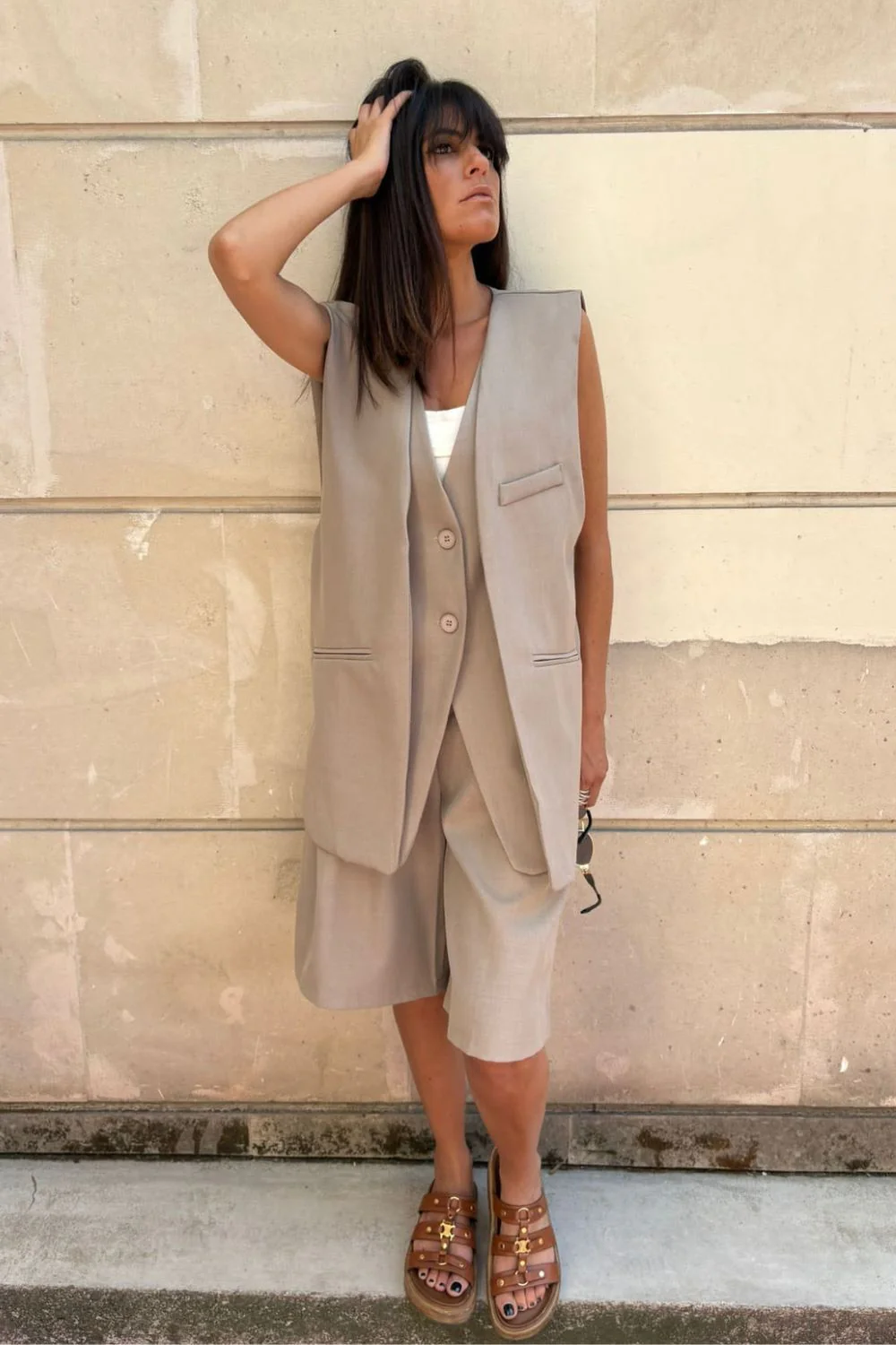 Pretty Tailored Bermuda Shorts | Taupe - Image 5