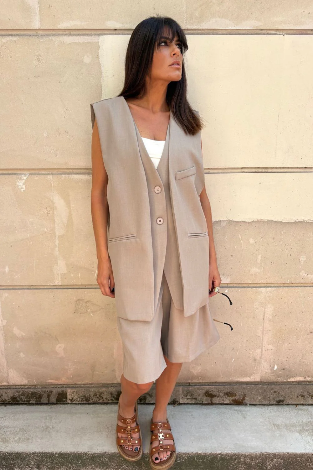 Pretty Tailored Bermuda Shorts | Taupe - Image 6