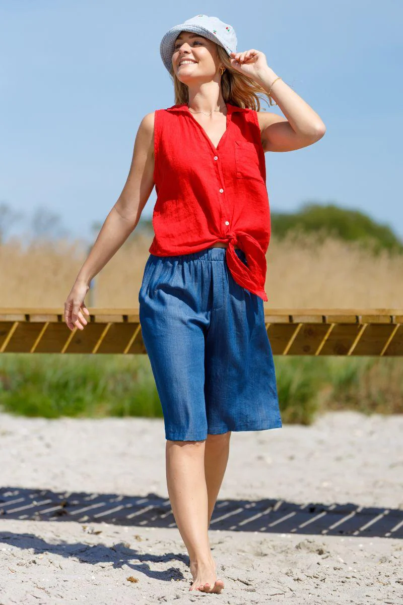 Pueblo Tencel Shorts | Jeans Blue | Bukser fra Black Colour - Image 5
