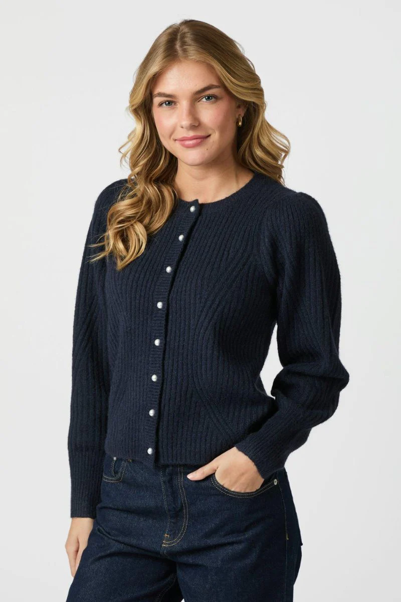 Puli Knit Cardigan | Navy | Strik fra Neo Noir - Image 4