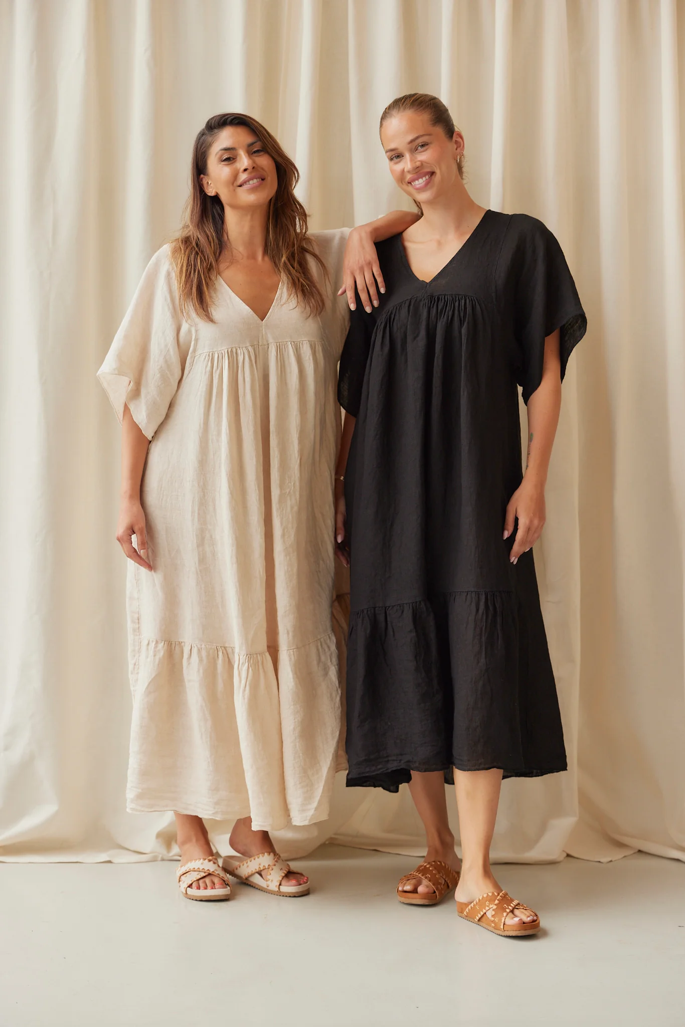 Pure Long Linen Dress | Beige - Image 4