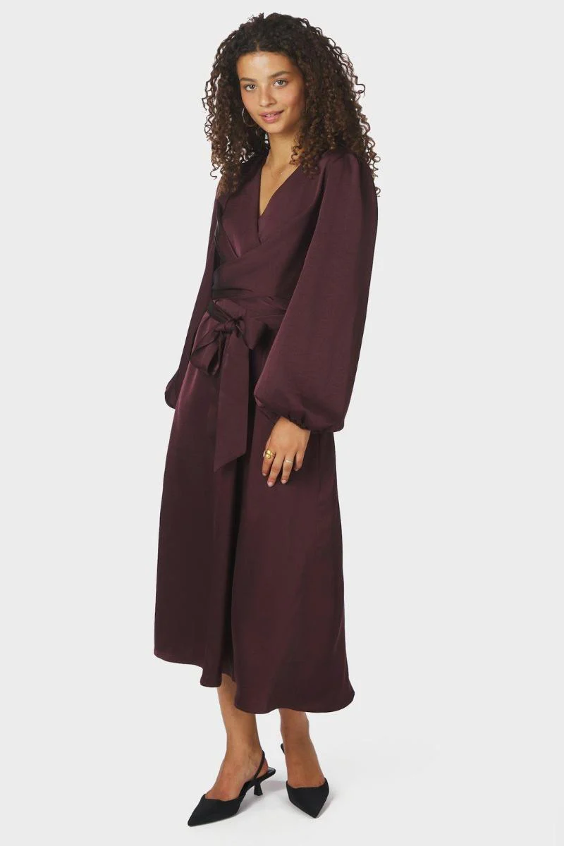 Rimini Heavy Sateen Dress | Burgundy | Kjole fra Neo Noir - Image 6