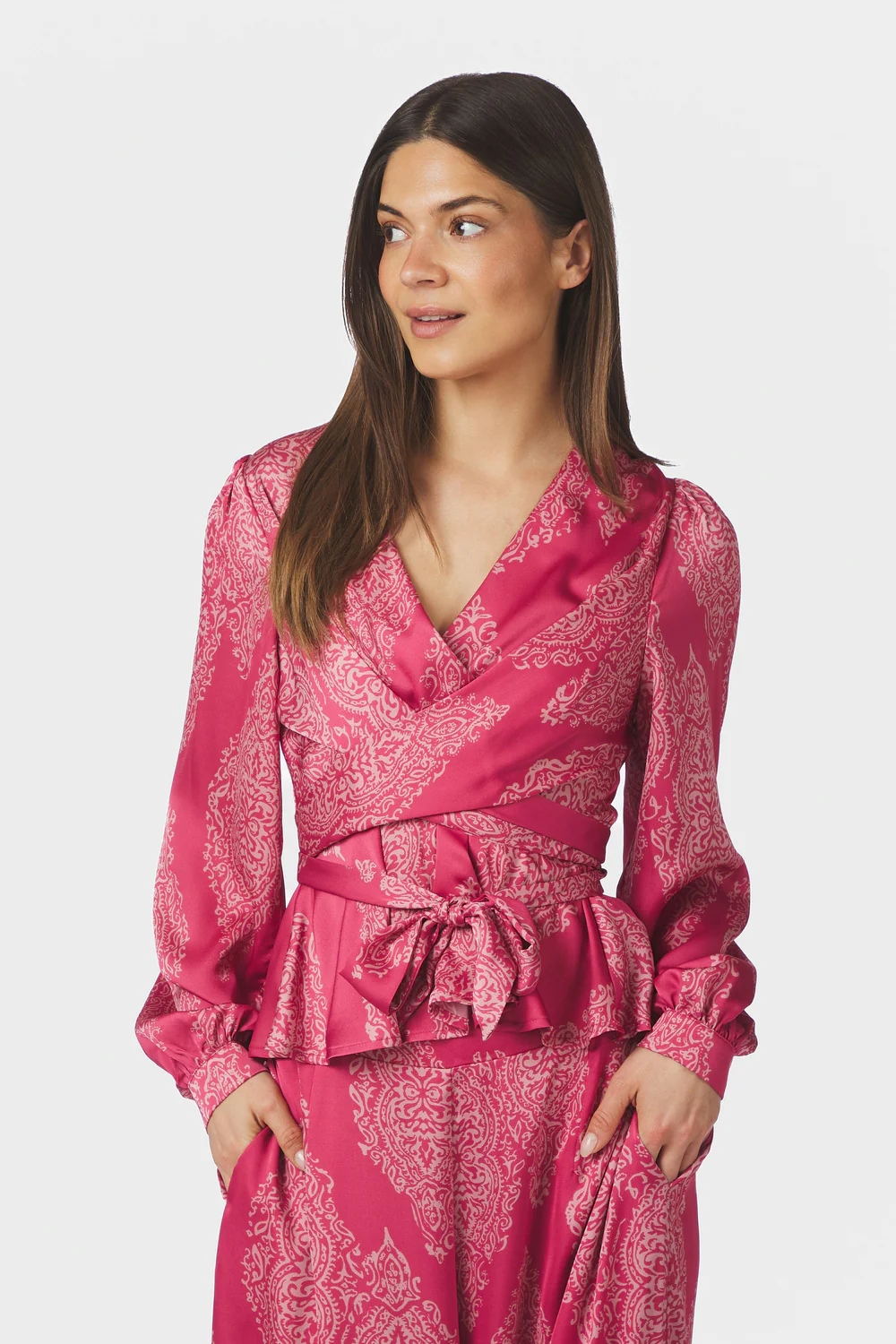 Rista Paisley Drop Blouse | Cherry Pink - Image 3