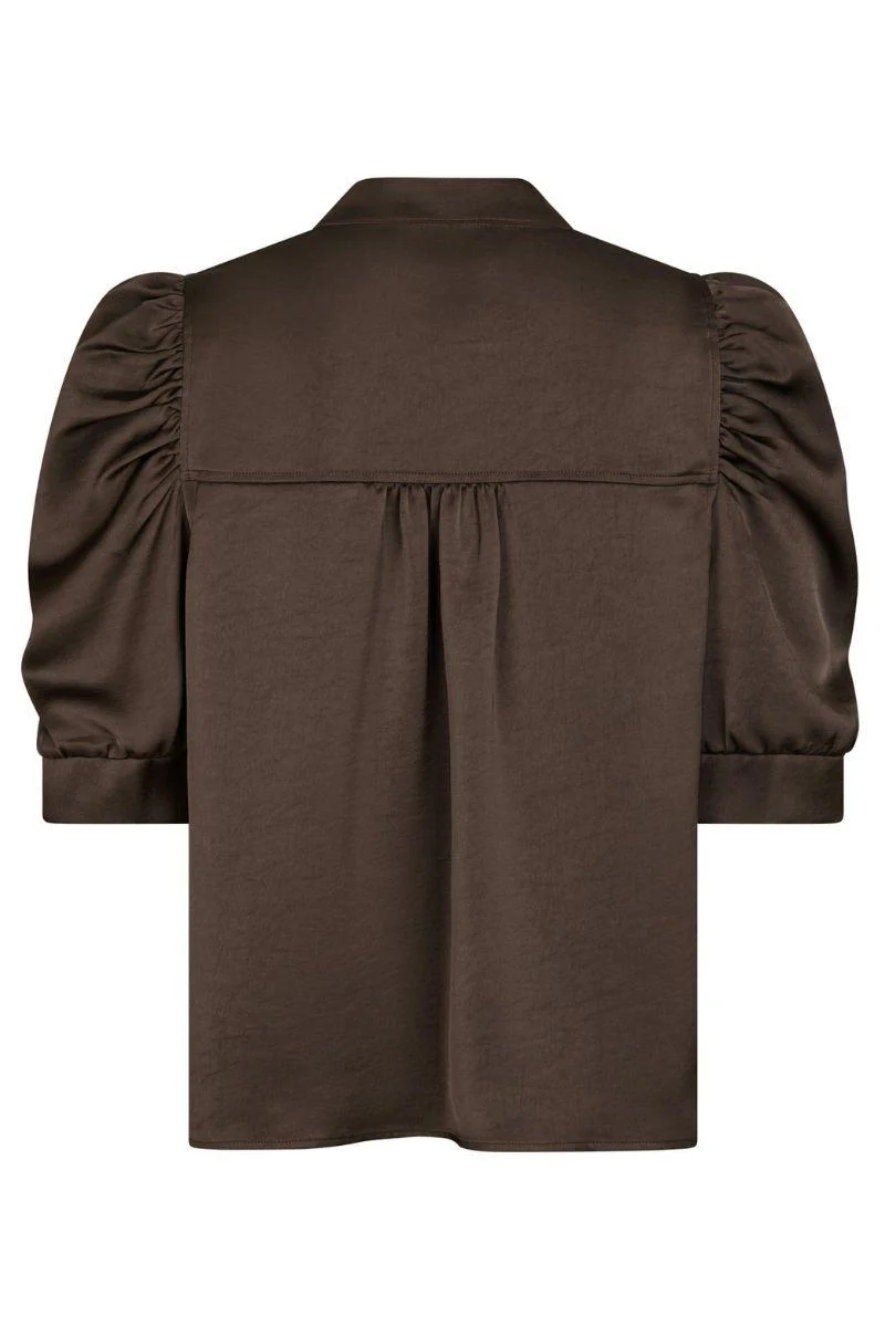 Roella Heavy Sateen Blouse | Dark Brown | Bluse fra Neo Noir - Image 5