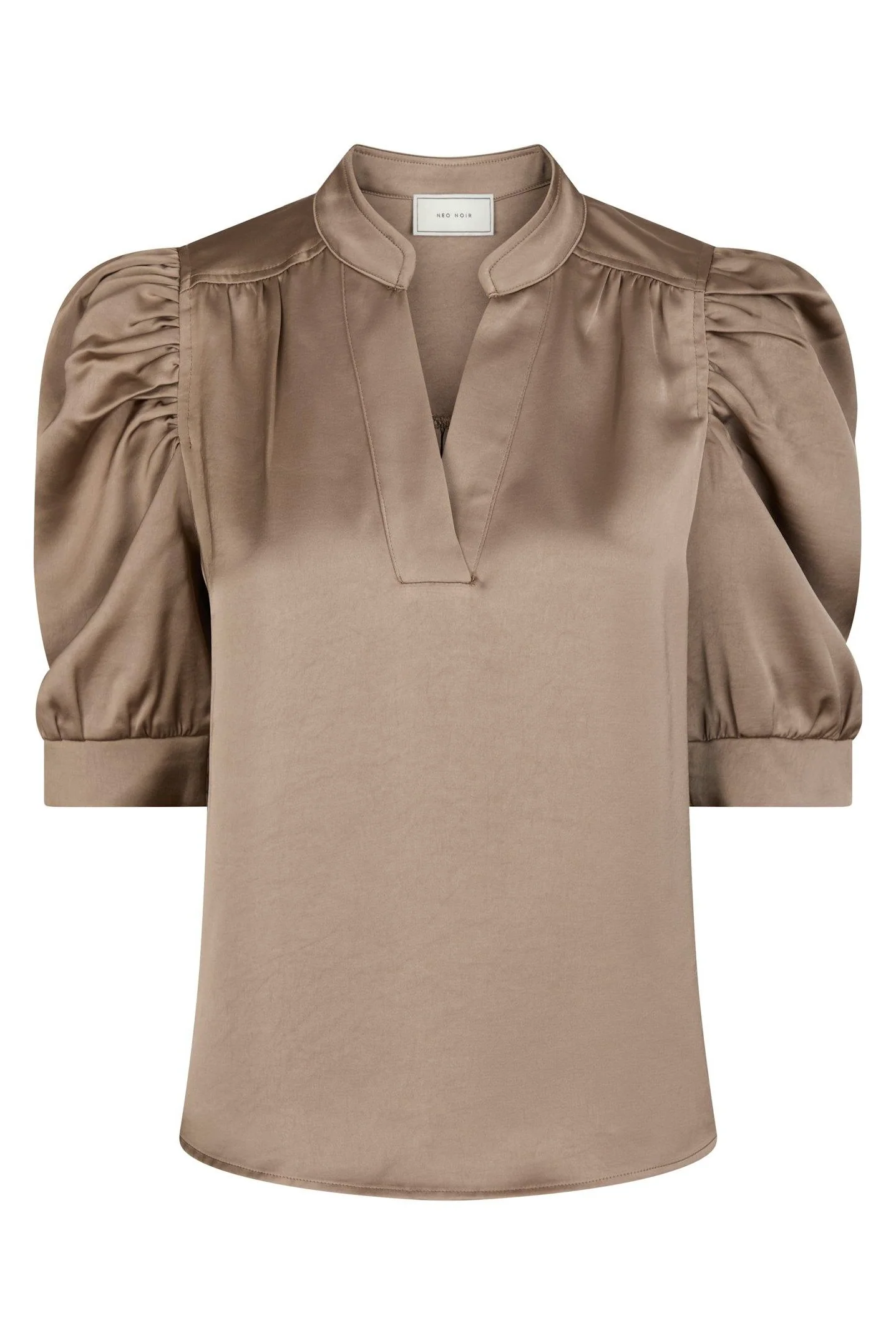 Roella Heavy Sateen Blouse | Dark Taupe | Bluse fra Neo Noir - Image 2