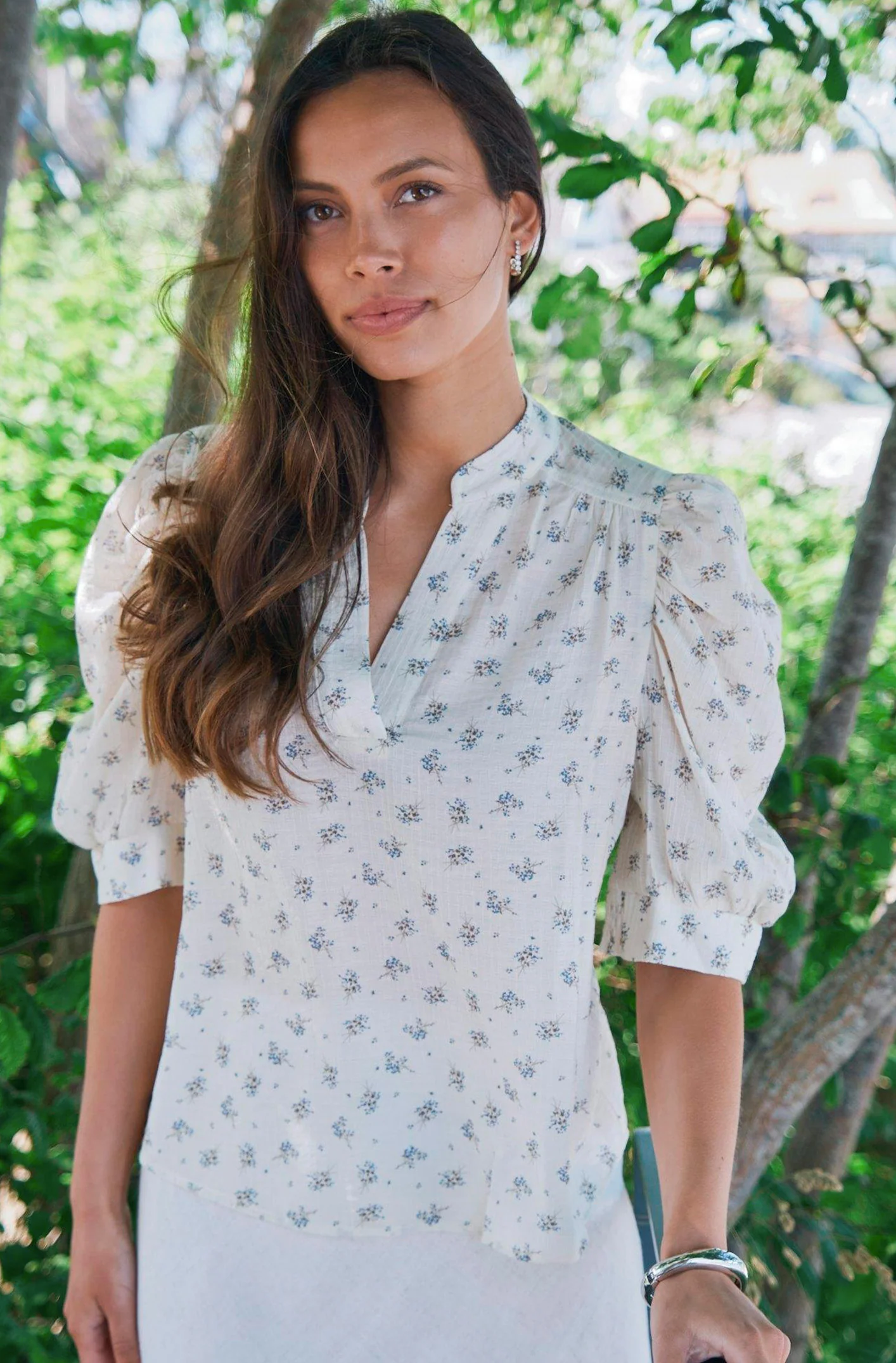 Roella Soft Fleur Blouse | Creme | Bluse fra Neo Noir - Image 3