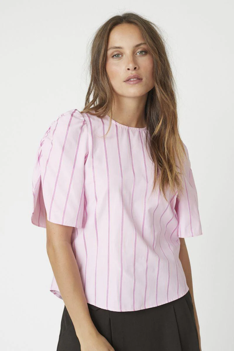 Rosalina Stripe SS Blouse 35876 | Pale pink | Top fra Co'couture - Image 5