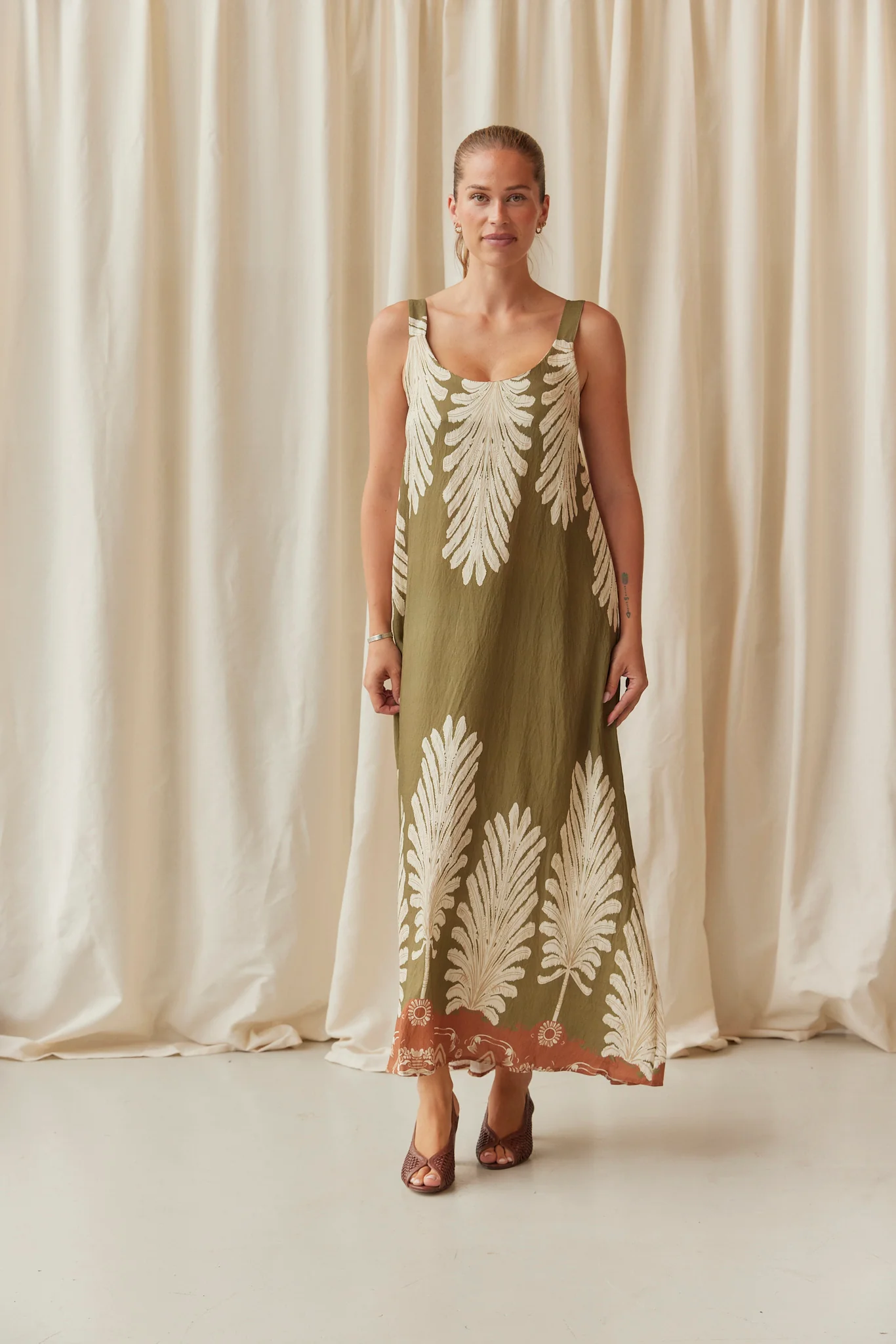 Rosalind Dress | Kaki | French Laundry - Image 2