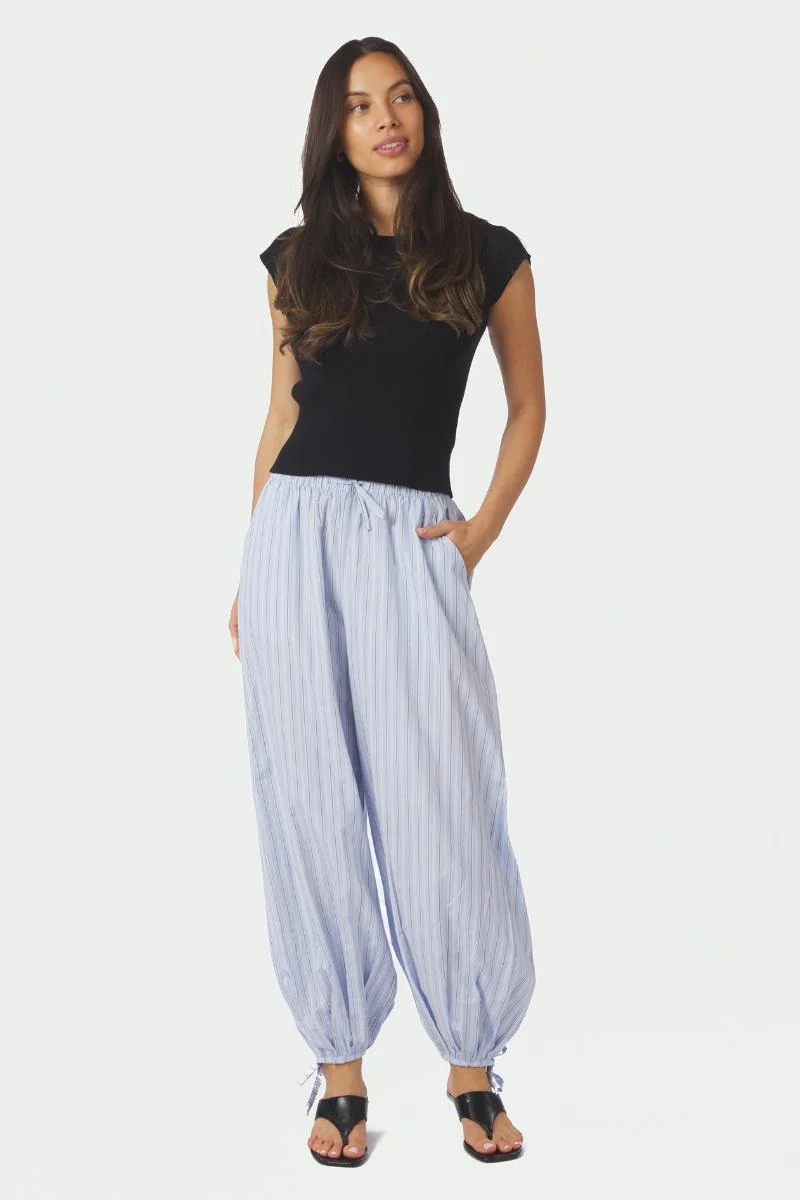 Roxane Balloon Double Stripe Pants | Light Blue | Bukser fra Neo Noir - Image 8