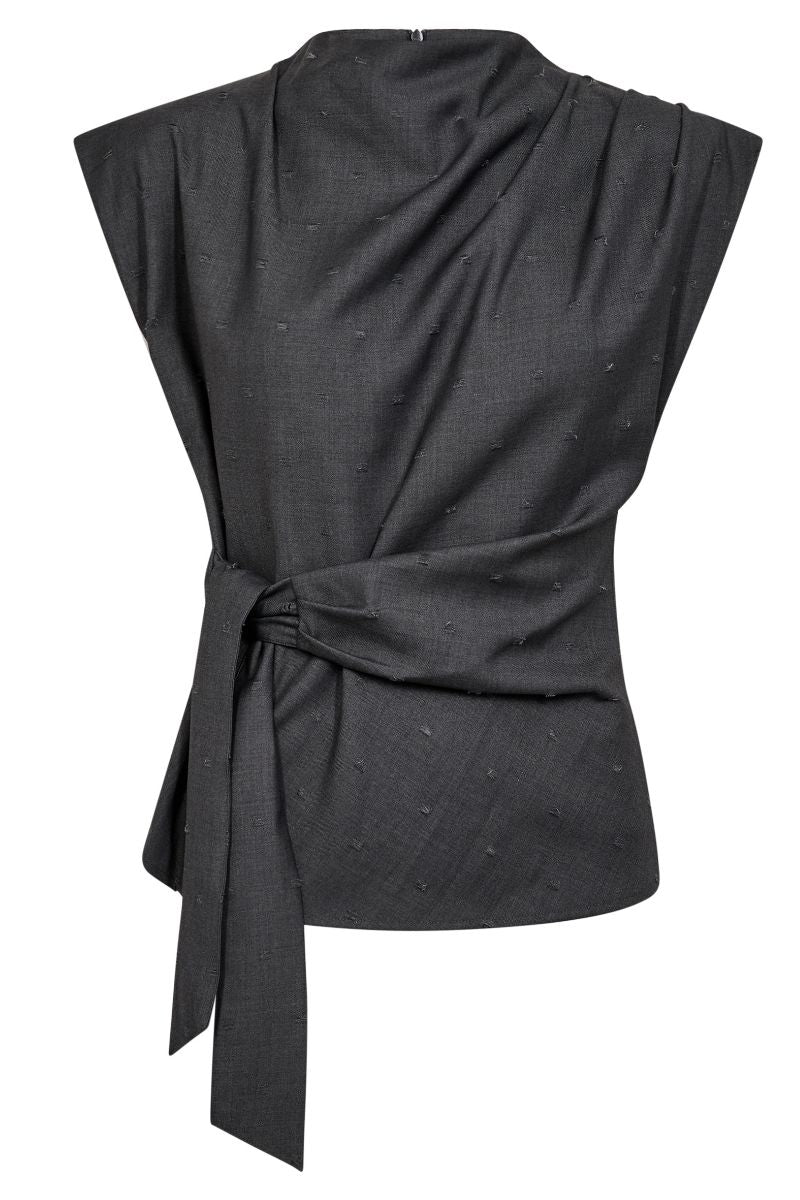 Saga Pleat Top 35760 | Mid Grey | T-Shirt fra Co'couture - Image 3