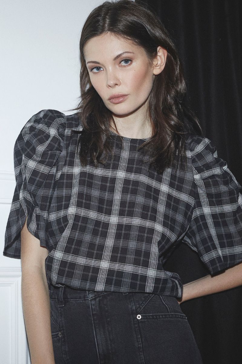 Sally Check SS Blouse 35881 | Black | Top fra Co'couture - Image 3