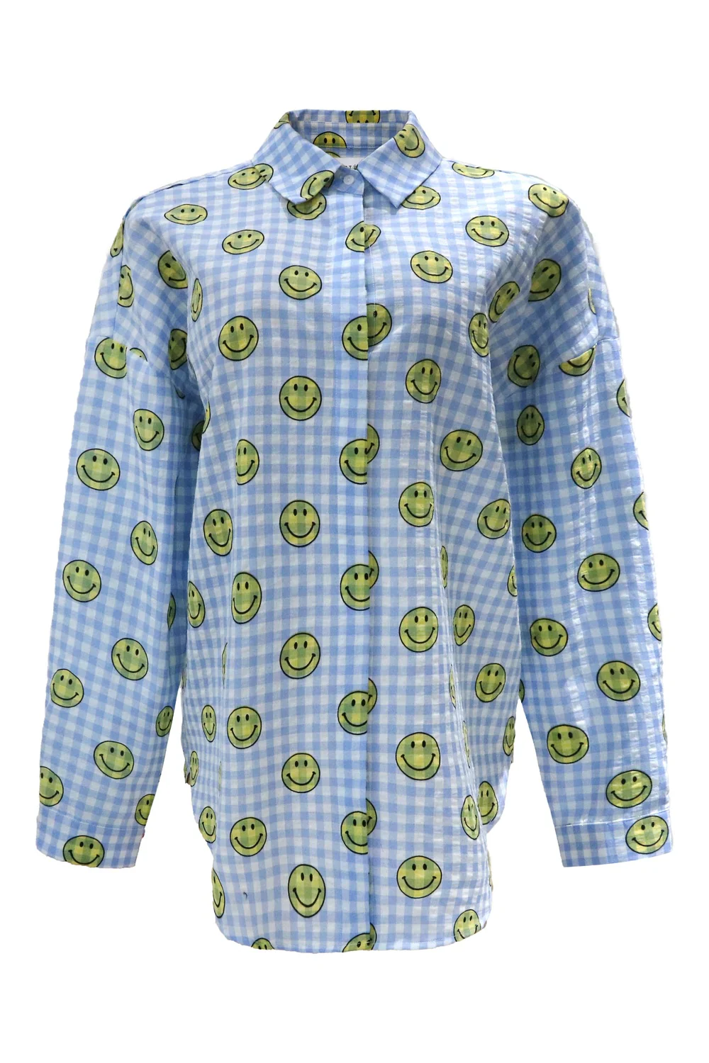 Sara Ls Shirt | Blue Check Smiley | Bluse fra Liberté - Image 3