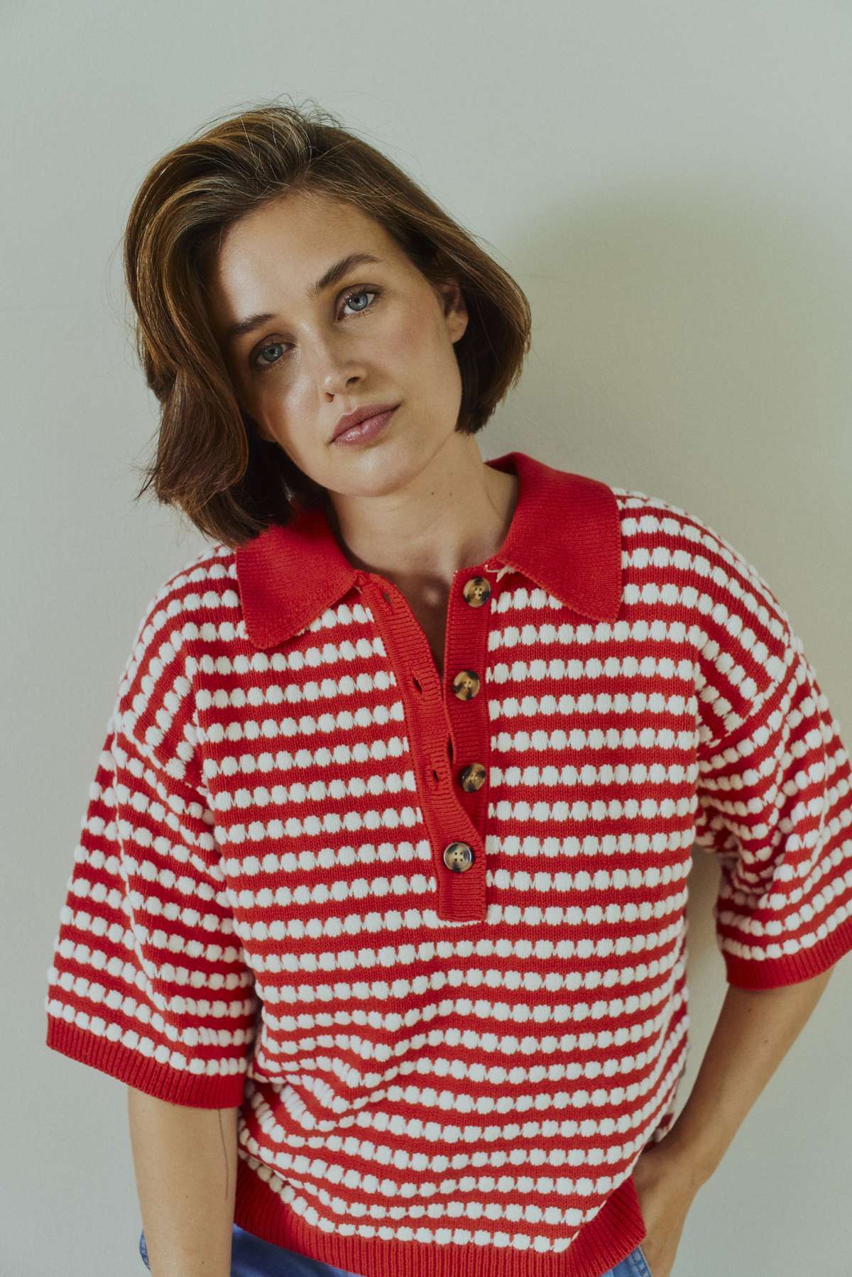 Sarif Pullover 207608 | True Red W. Star Off-White | Strik fra Freequent - Image 4
