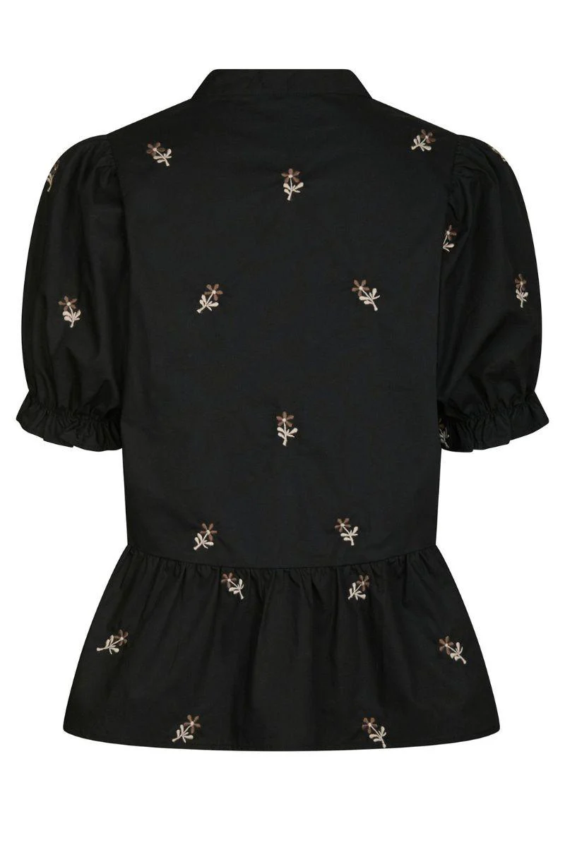 Savy Flower Emb Blouse | Black | Bluse fra Neo Noir - Image 4