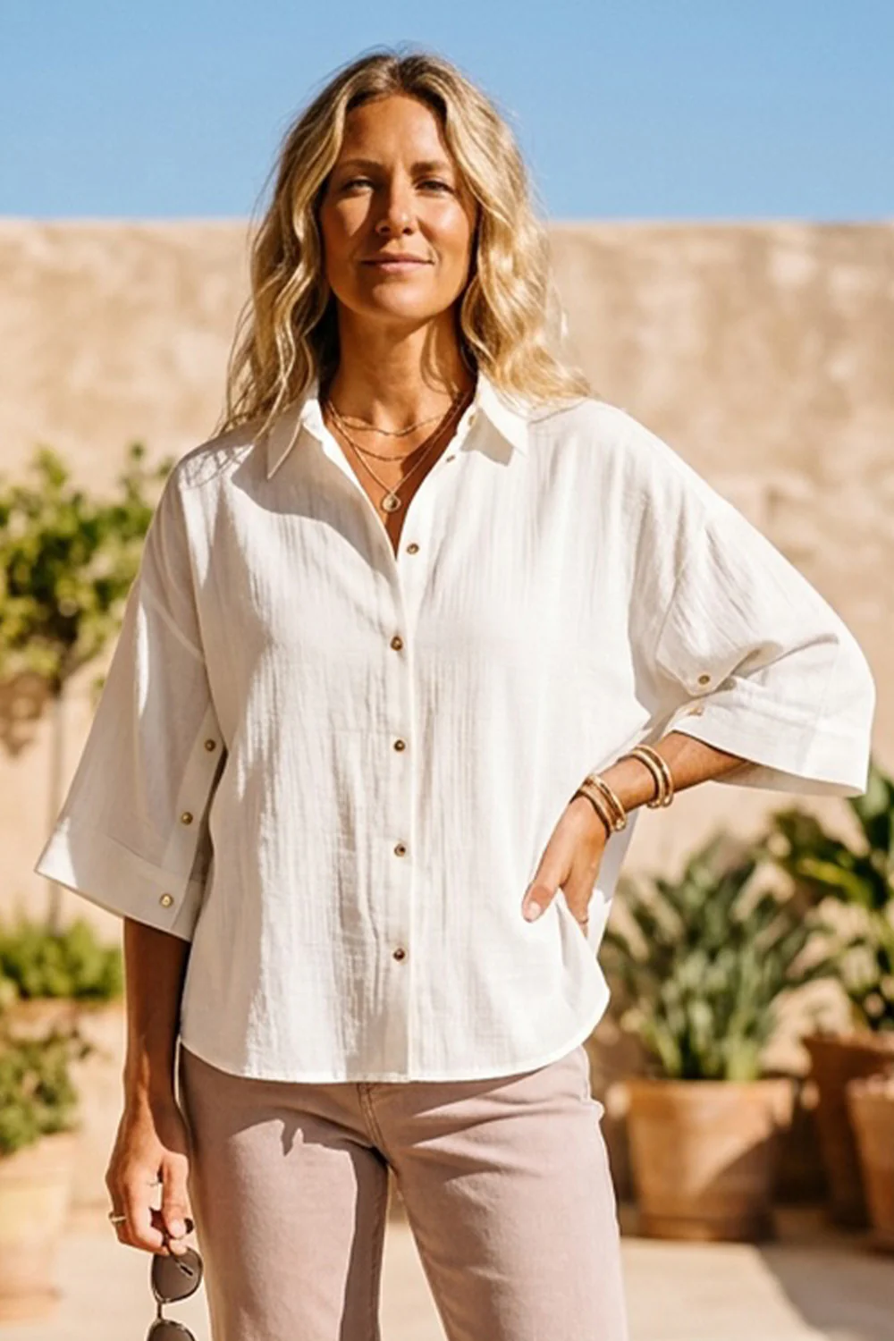 Selma Blouse | Off white | Bluse fra Prepair - Image 4