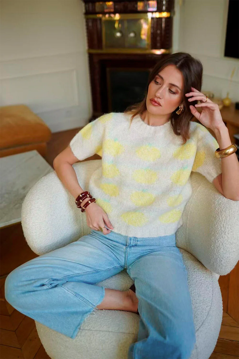 Lemony SS knit | Beige | Strik fra Avery - Image 3
