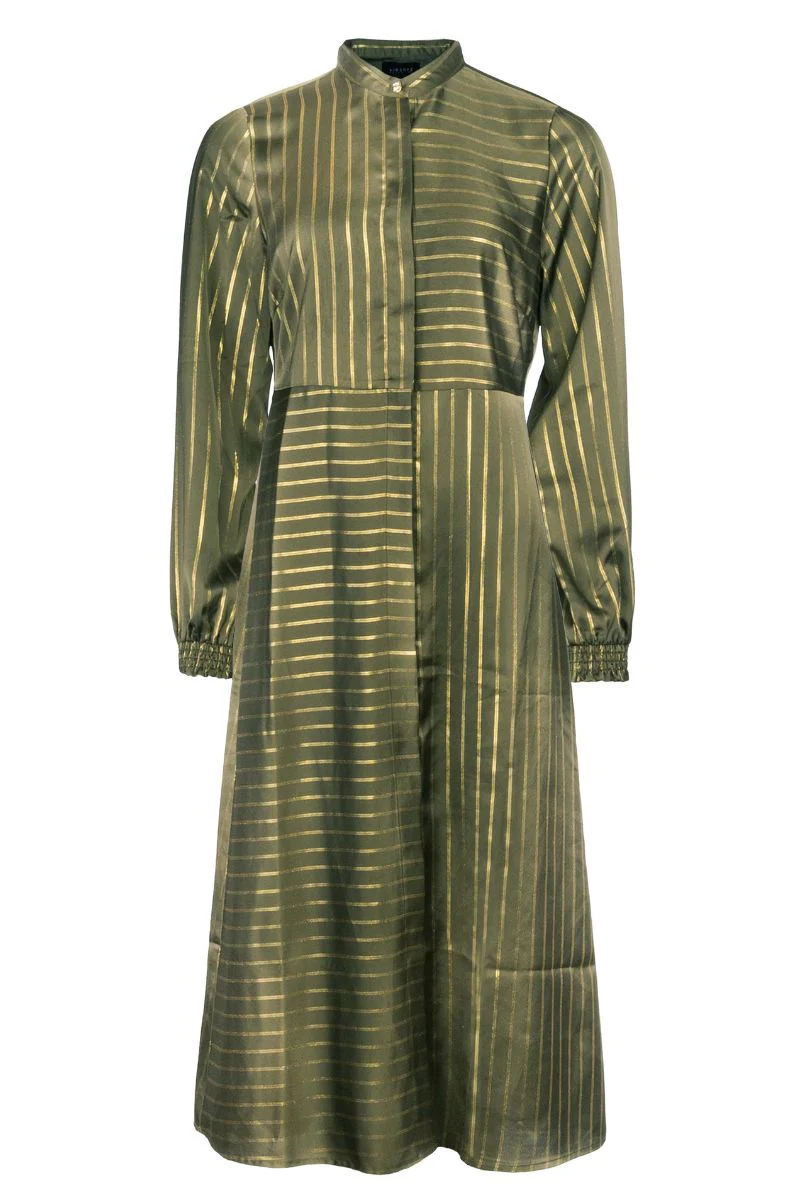 Silja Ls Dress | Army Gold Pinstripe | Kjole fra Liberté - Image 2