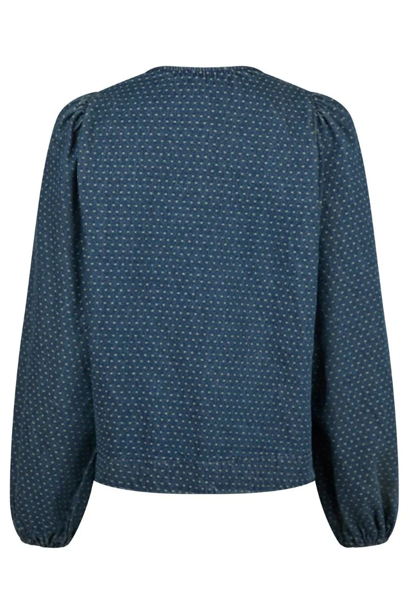 Silvi Overdyed Dot Blouse | Ash Blue | Bluse fra Neo Noir - Image 6